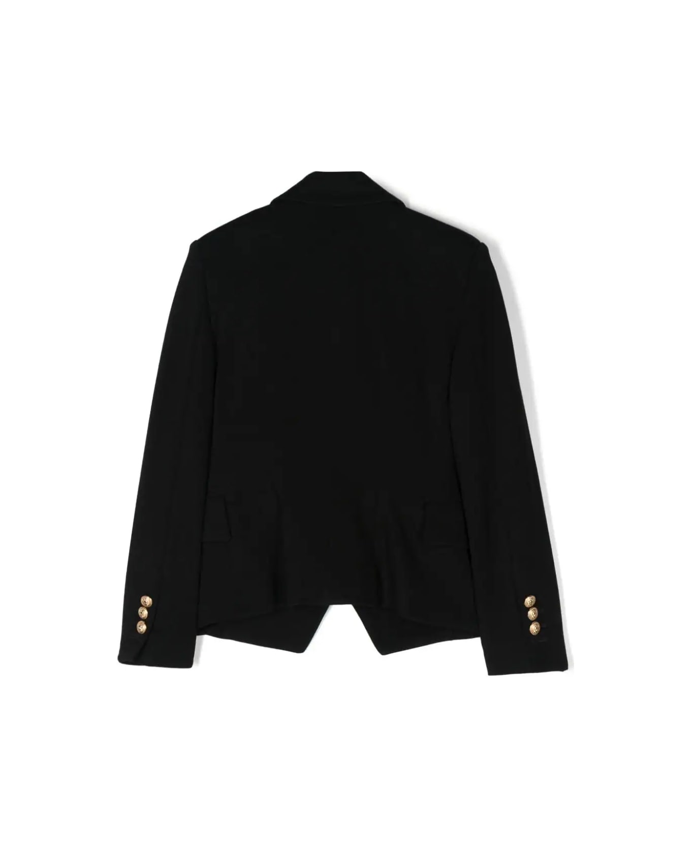 Balmain Black Double-breasted Blazer With Gold Buttons - Black