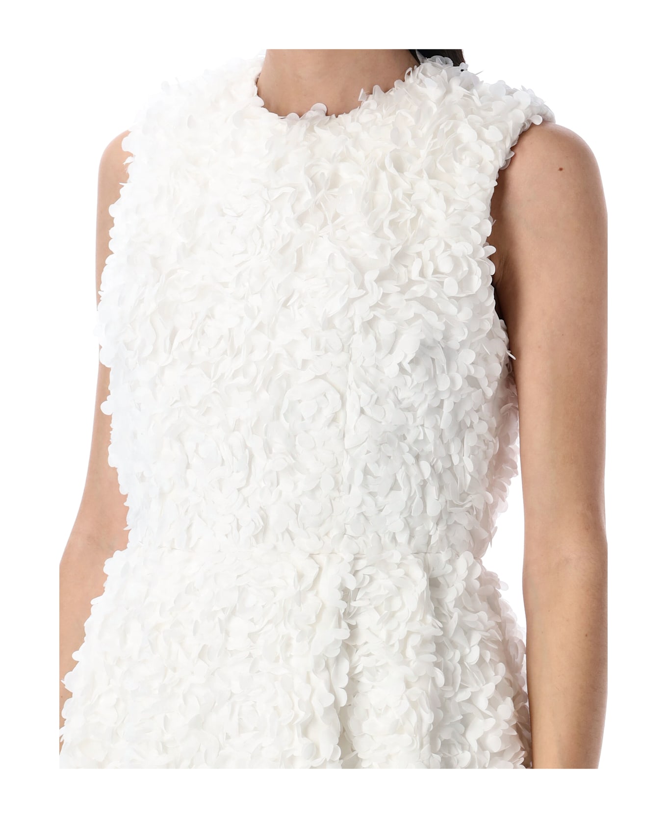 Comme des Garçons Floral-appliqué Midi Dress - WHITE
