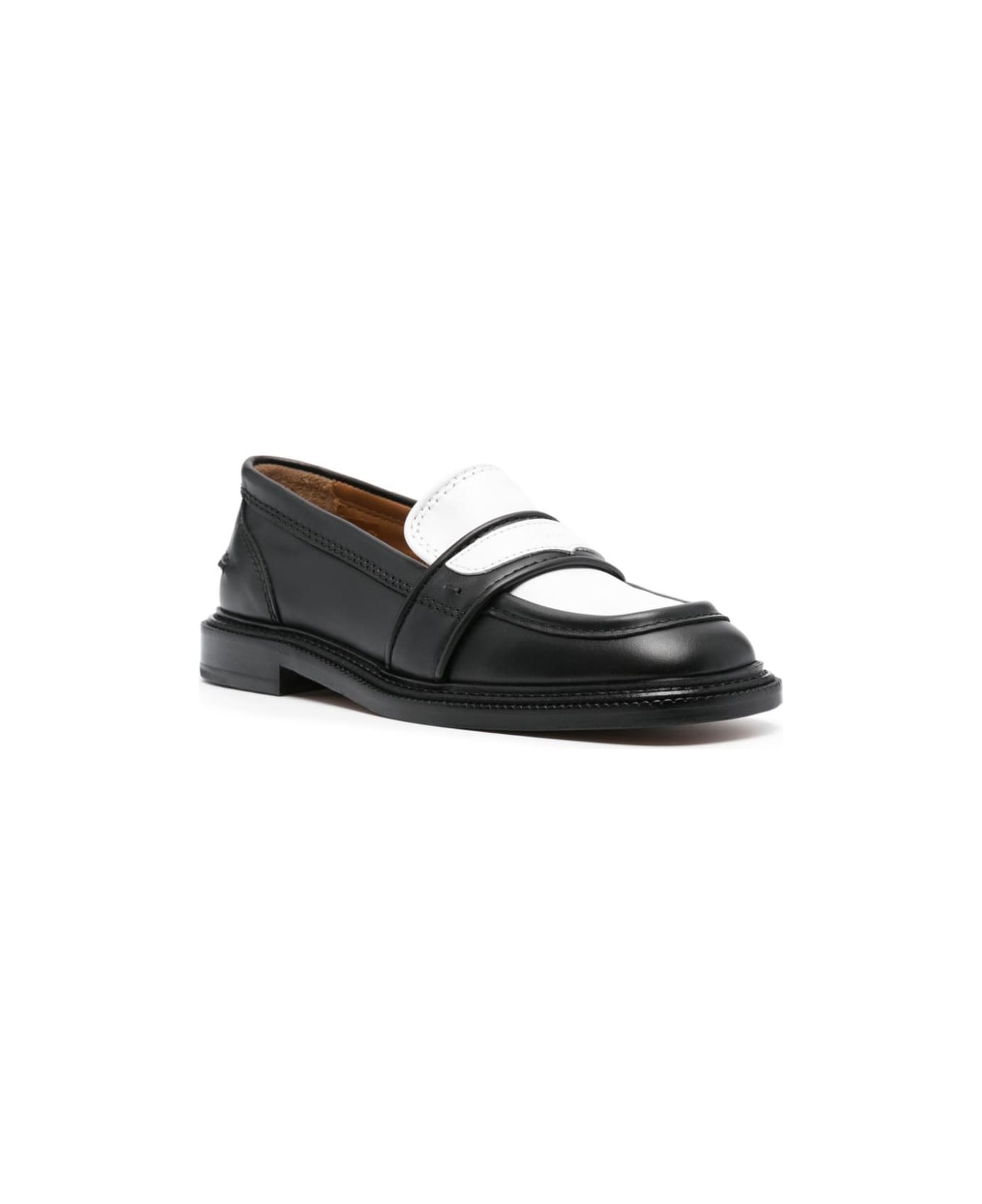 Maison Kitsuné Bicolor Leather Loafers - Black White