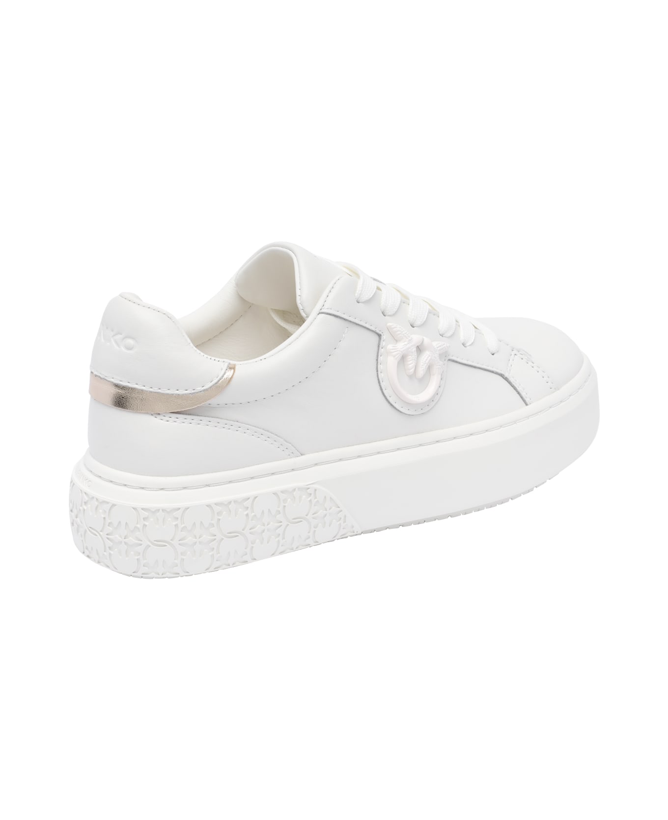 Pinko Love Birds Logo Flatform Sneakers - White