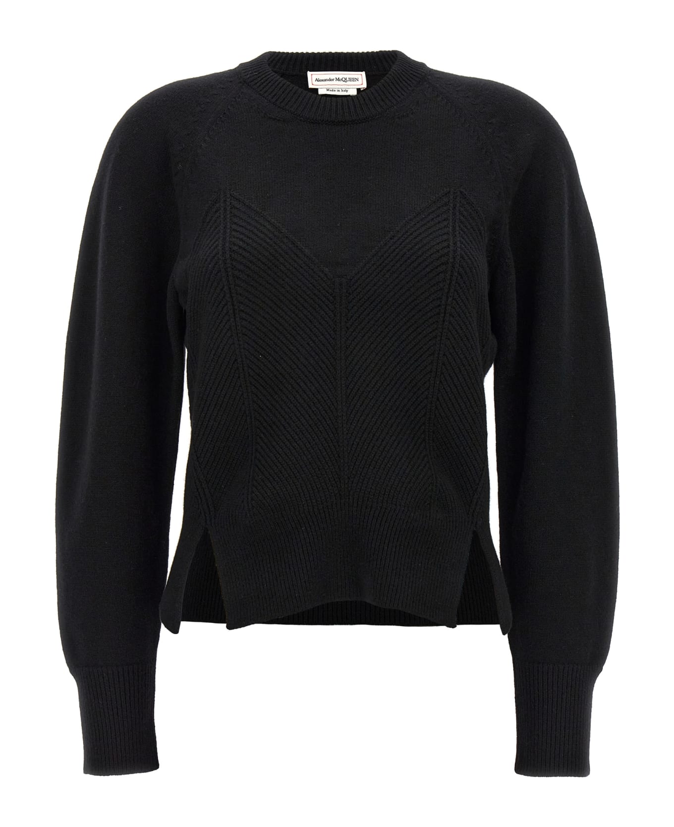 Alexander McQueen Chevron Corset Sweater - Black
