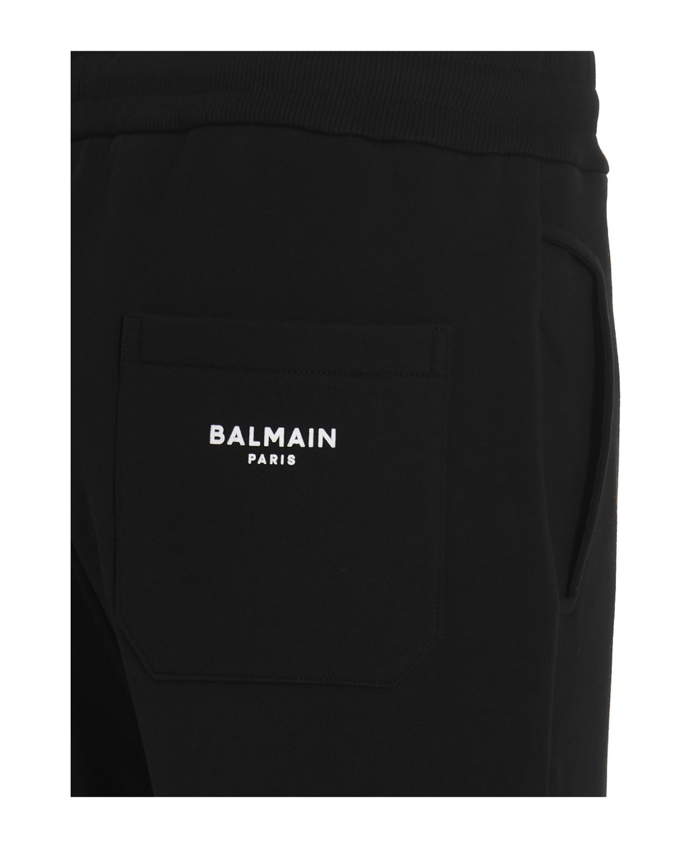 Balmain Flocked Logo Bermuda Shorts - White/Black