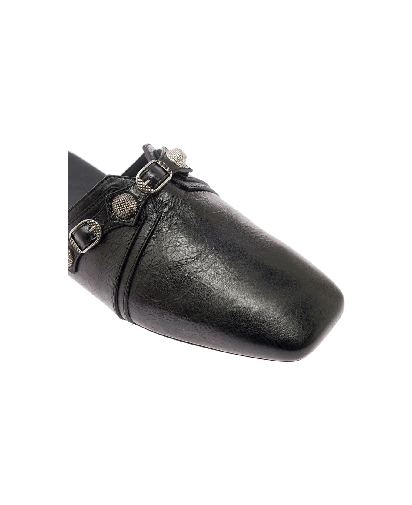 Balenciaga 'cagole' Black Mule Flat With Studs In Leather Man - Black