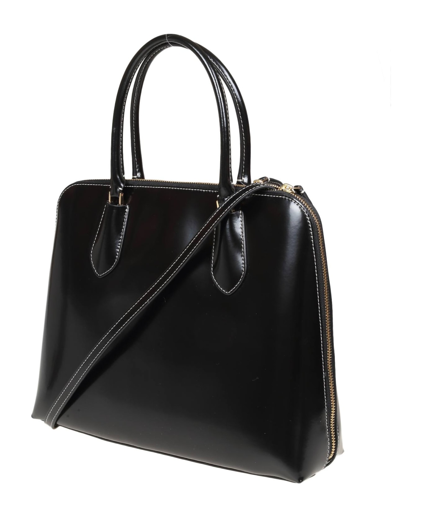 Tory Burch Swing Bag In Black Brushed Leather - Black トートバッグ