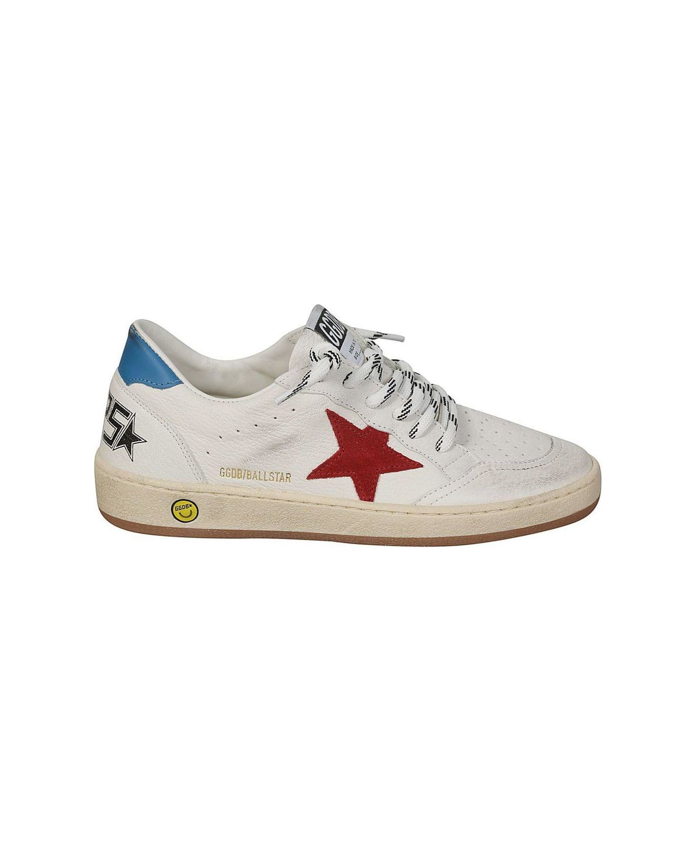 Golden Goose Ball Star-patch Lace-up Sneakers - White/Red/Blue シューズ