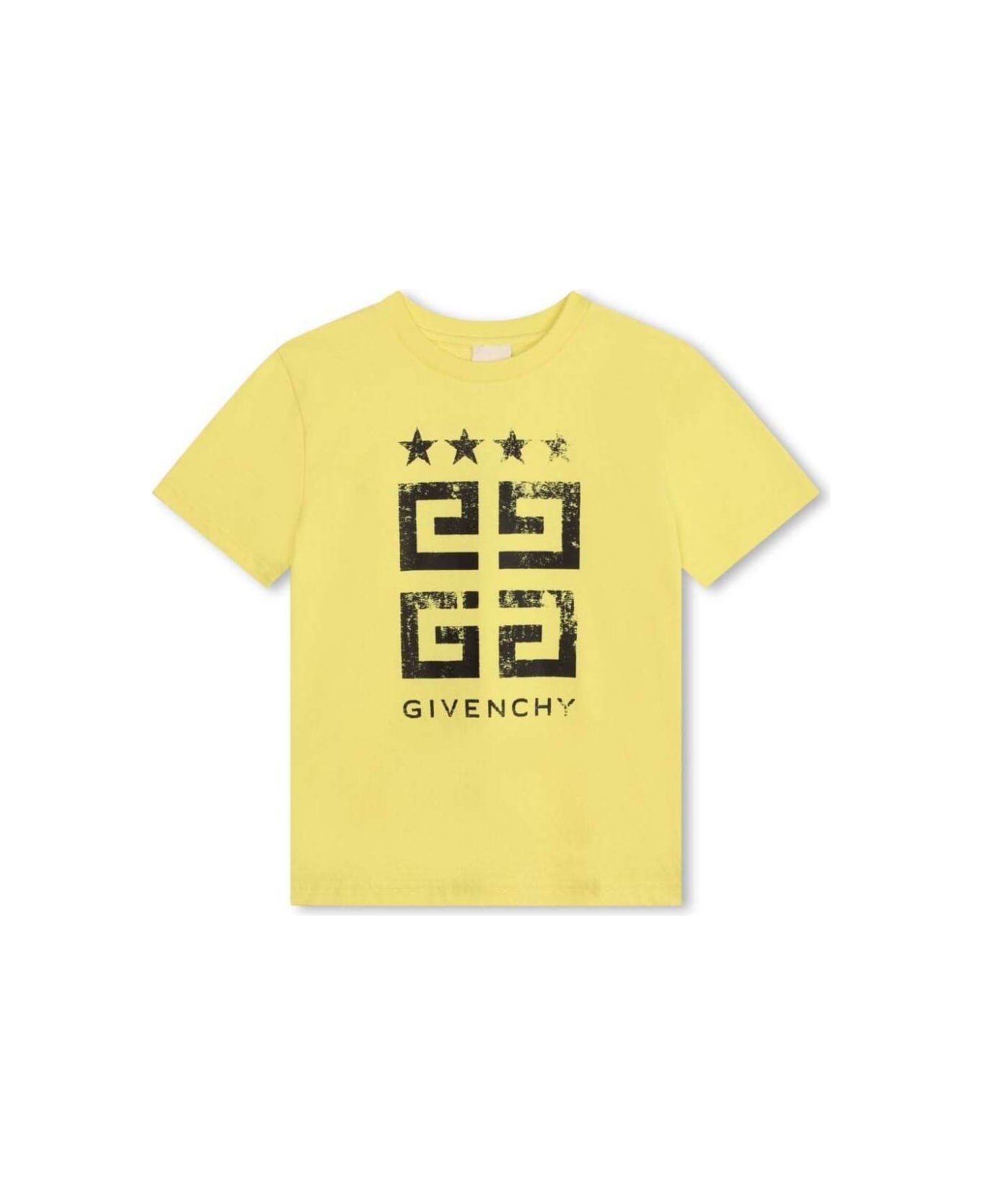 Givenchy Yellow Crewneck T-shirt With 4g Print In Cotton Boy - Yellow