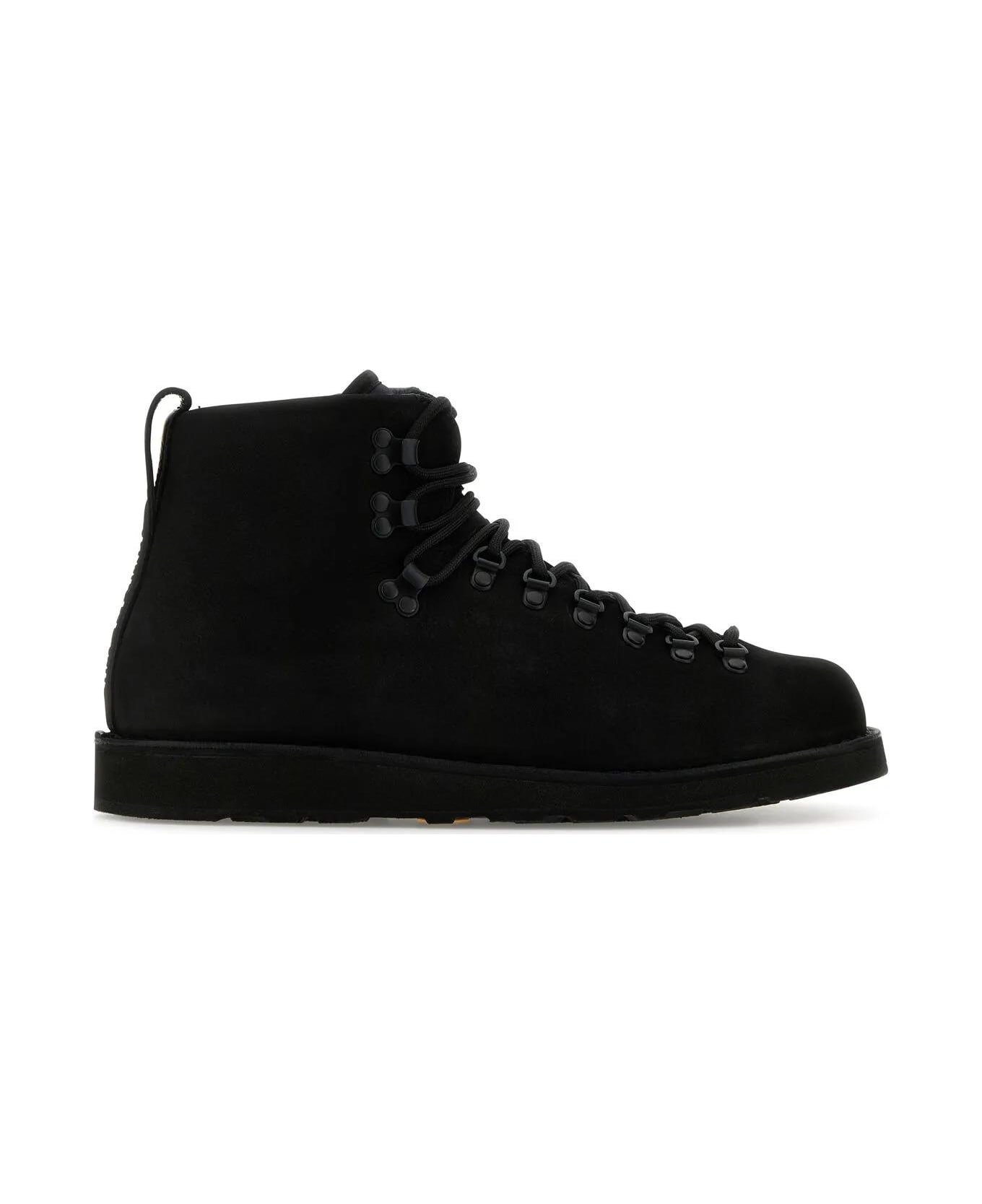 Stone Island Black Leather S0204 Nabuk Sneakers - Nero