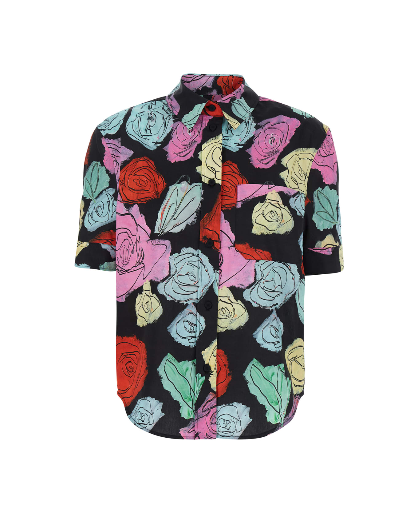 Marni Multicolor Shirt With All-over Rose Print And Chest Pocket In Cotton Woman - Multicolor