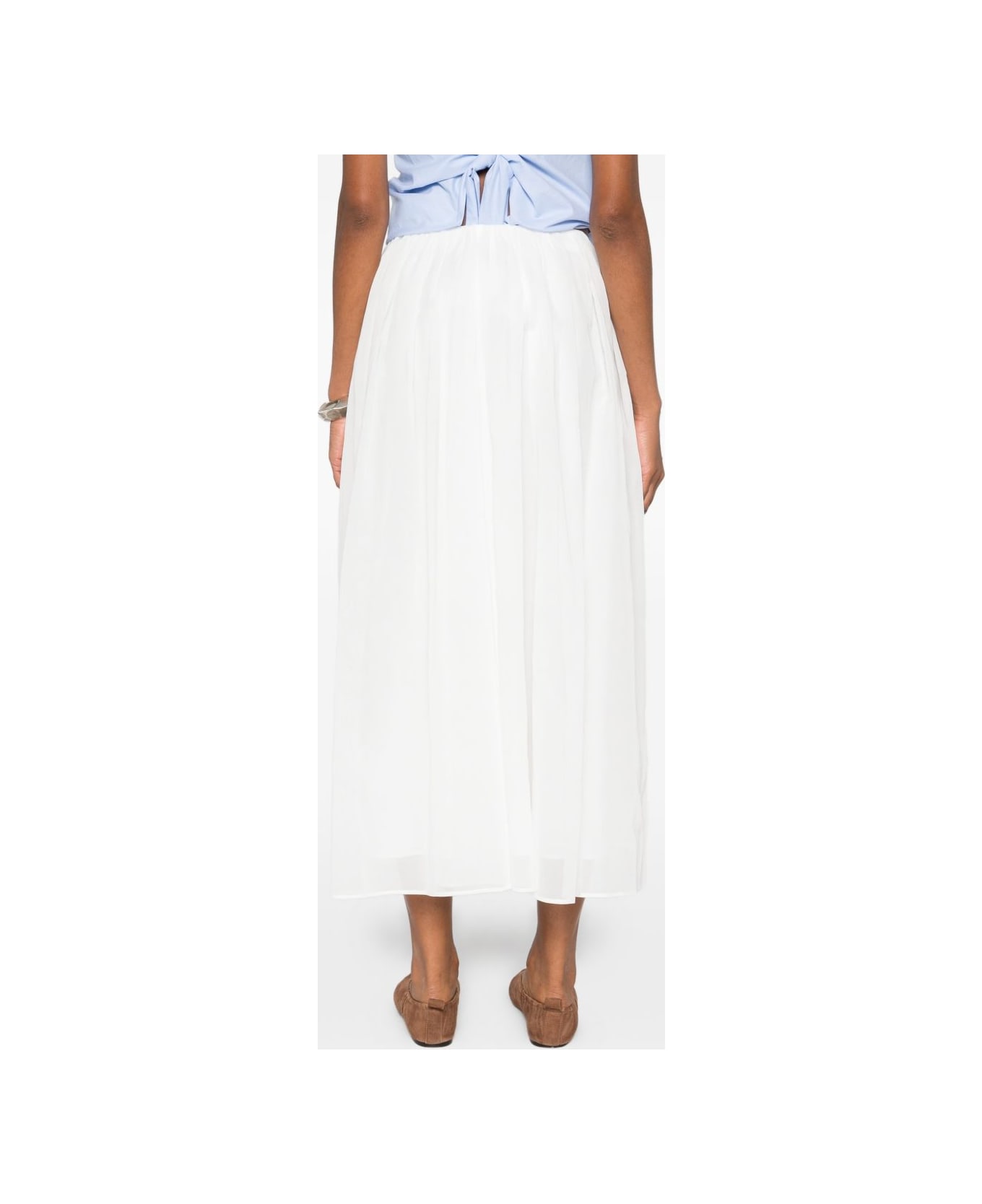Brunello Cucinelli Cotton Long Skirt - White