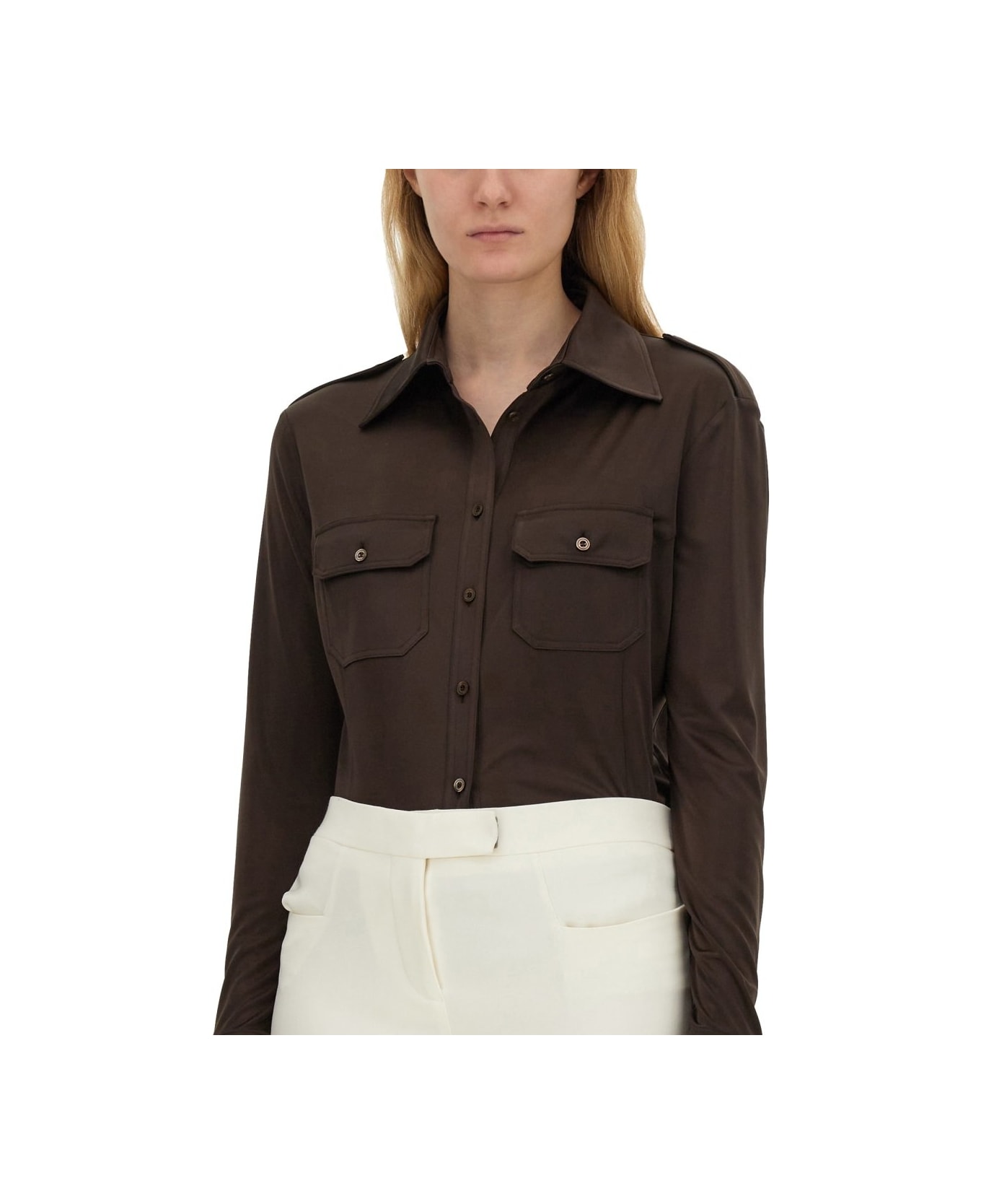 Tom Ford Flap Pocket Long-sleeved Shirt - BROWN