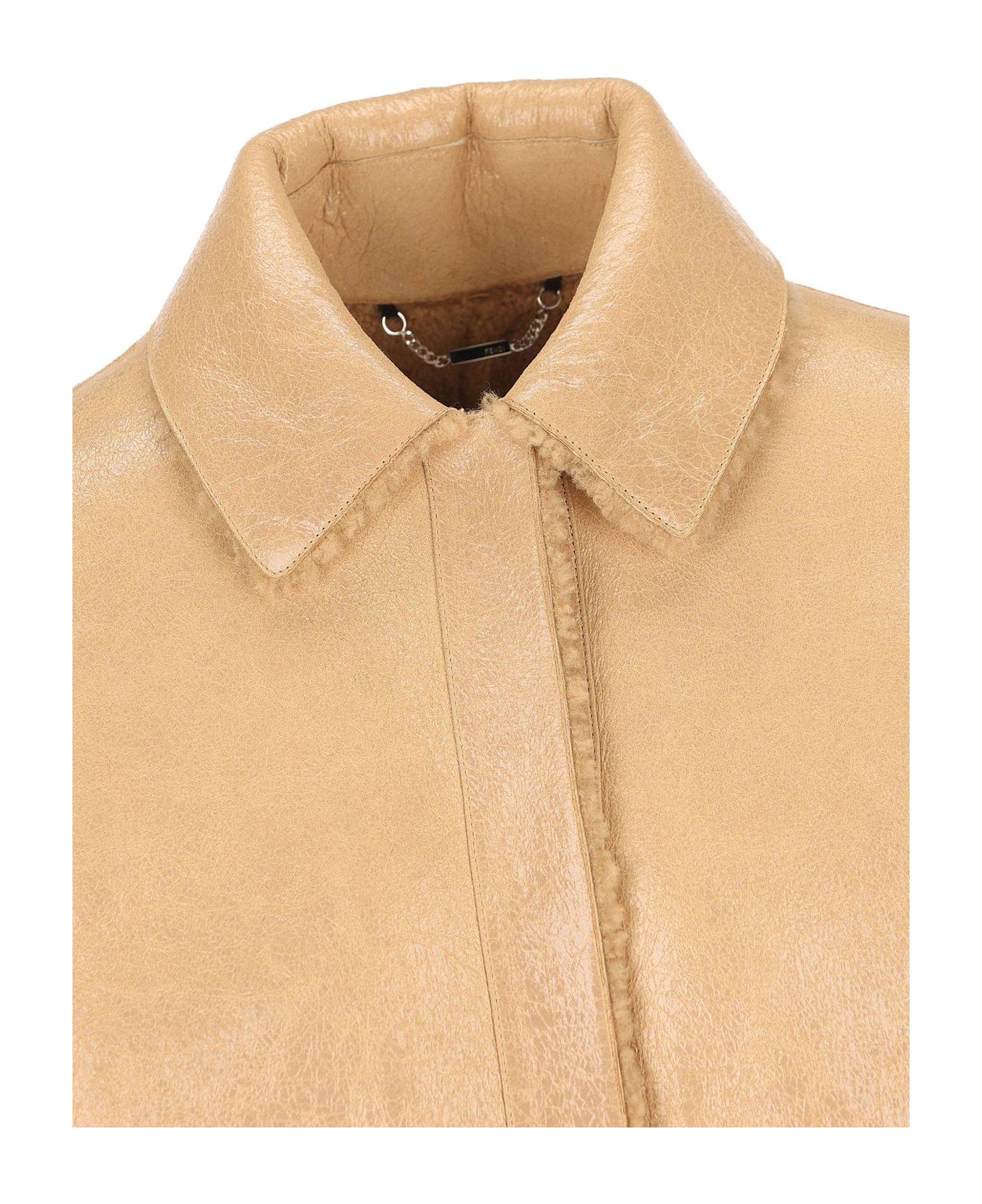 Fendi Collared Long Coat - Beige