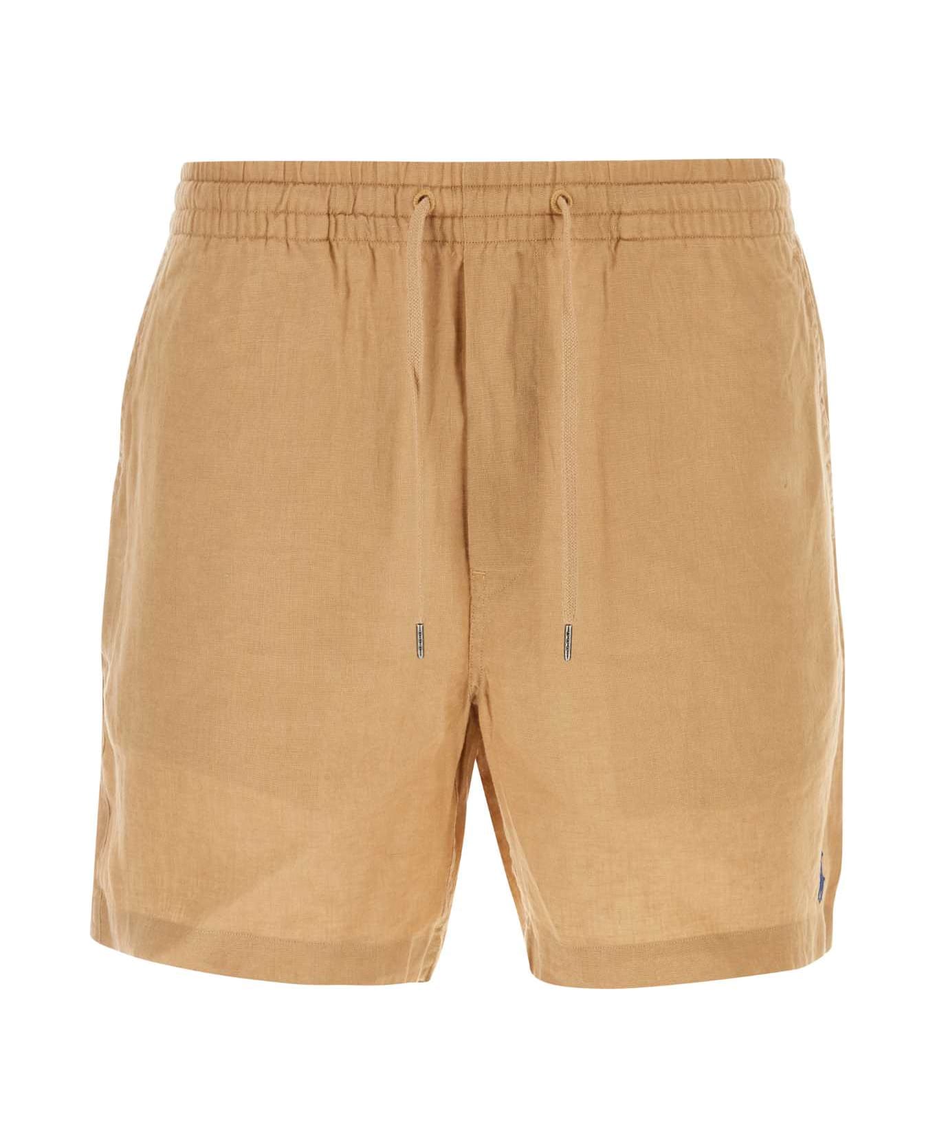 Polo Ralph Lauren Camel Linen Bermuda Shorts - KHAKI