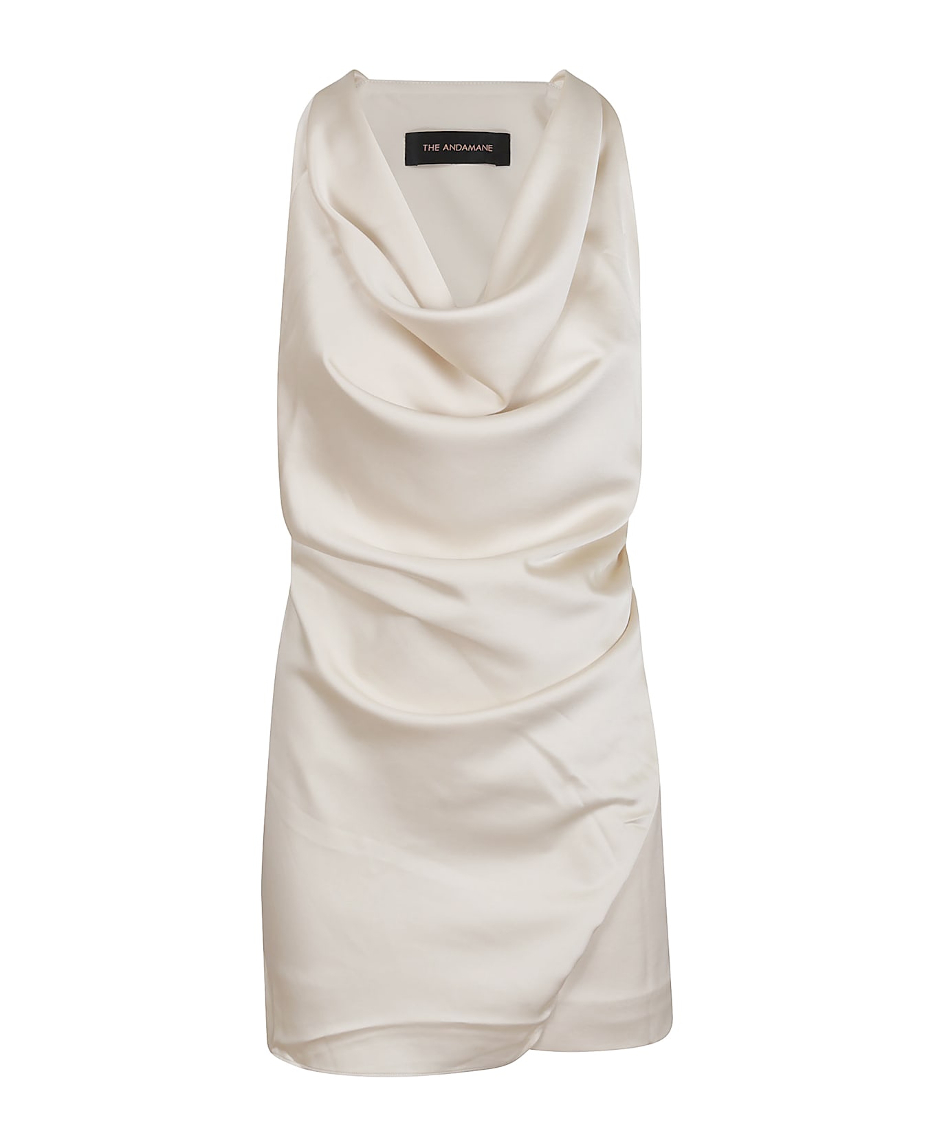 The Andamane Verushka Mini - Waterfall Neckline Mini Dress - Ivory