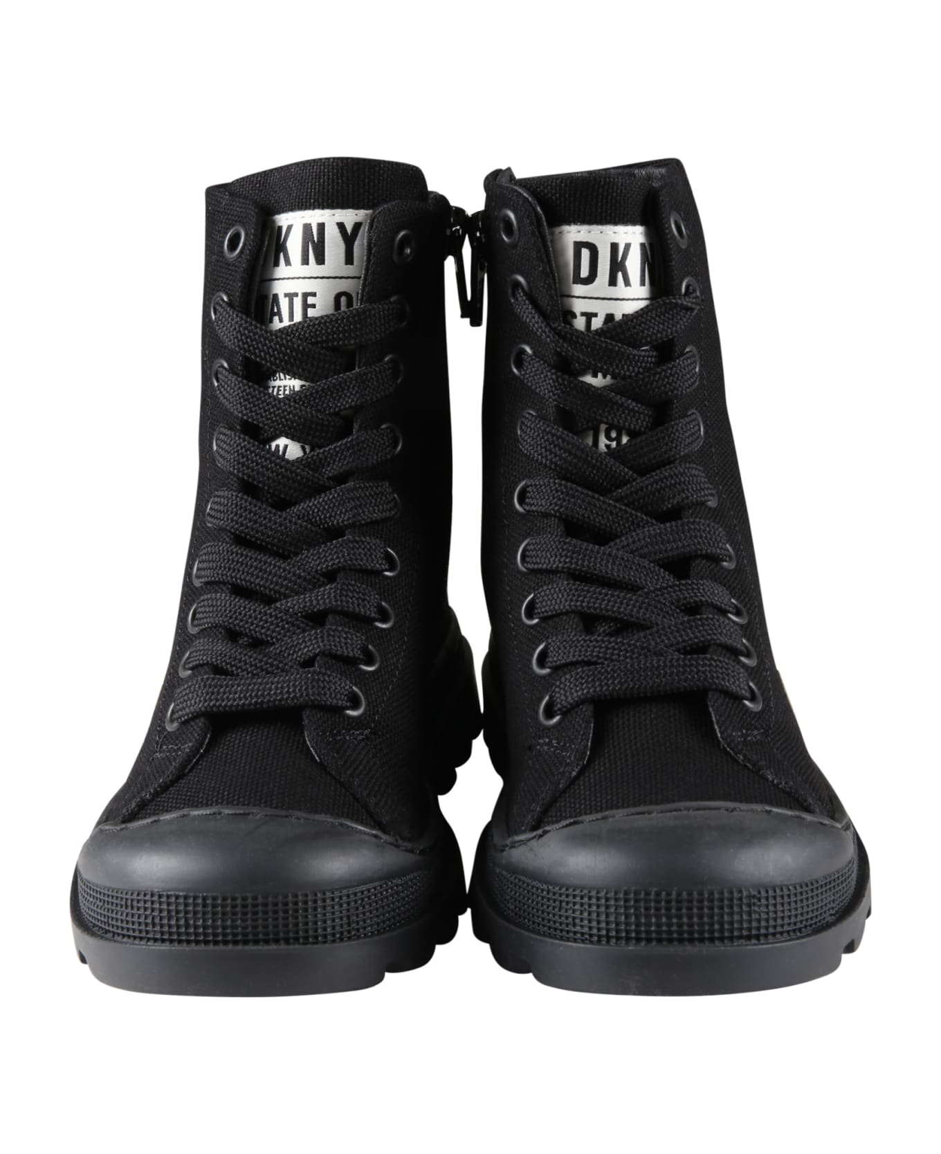 DKNY Black Sneakers For Girl With White Logo - Black シューズ