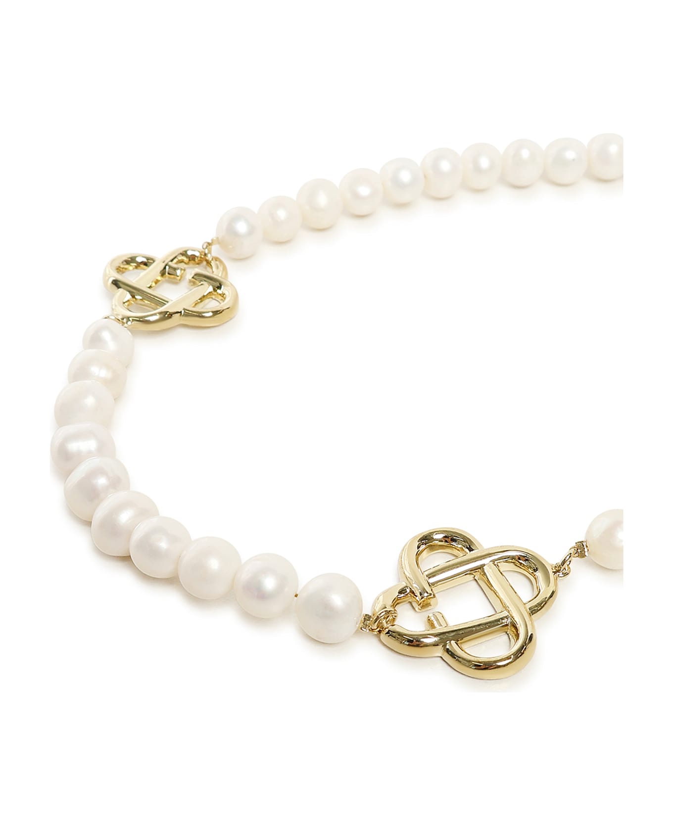 Casablanca Medium Pearl Logo Necklace - White
