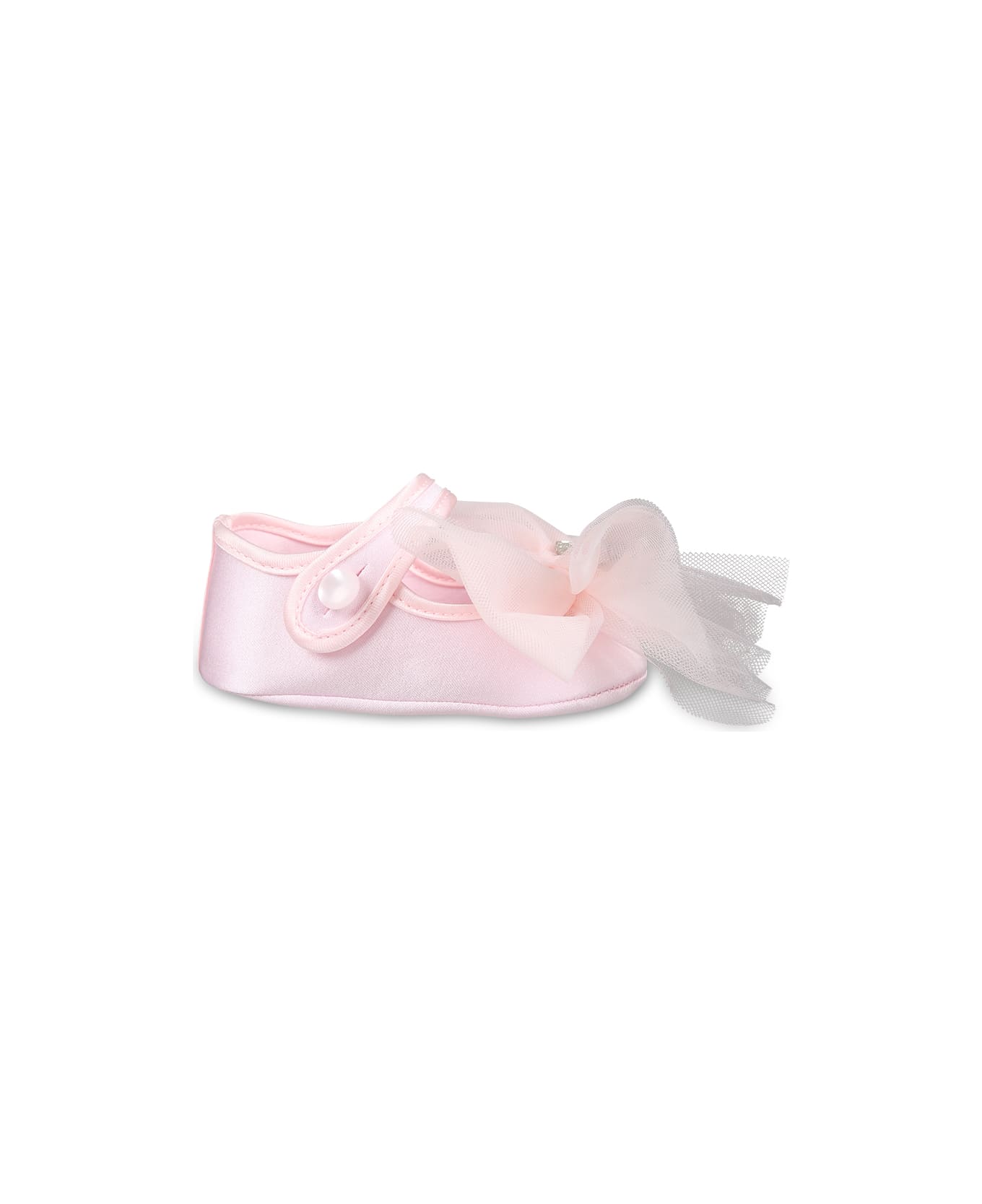 Monnalisa Pink Ballet Flats For Baby Girl With Bow - Pink シューズ