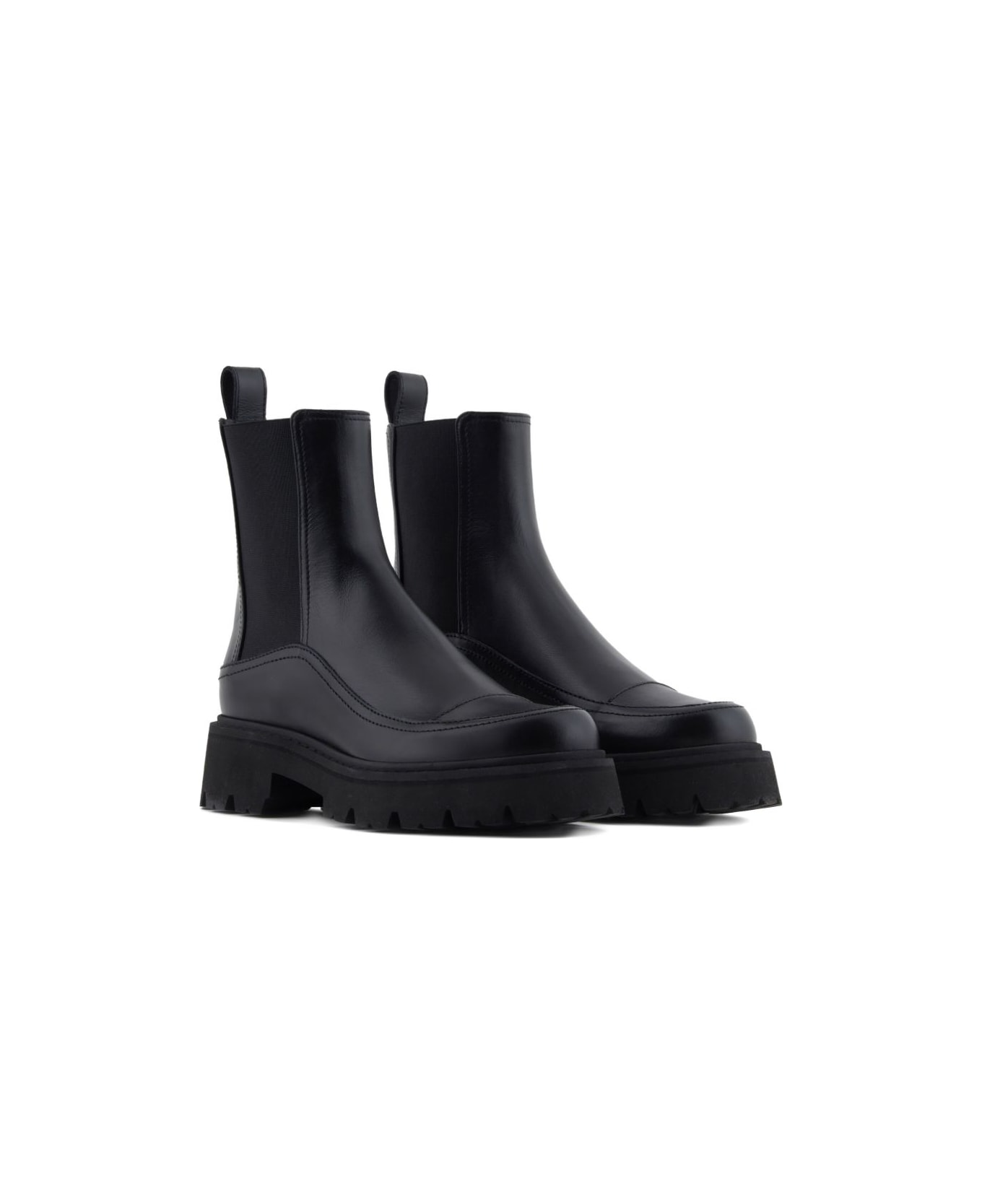 Emporio Armani Leather Chelsea Boots - Black