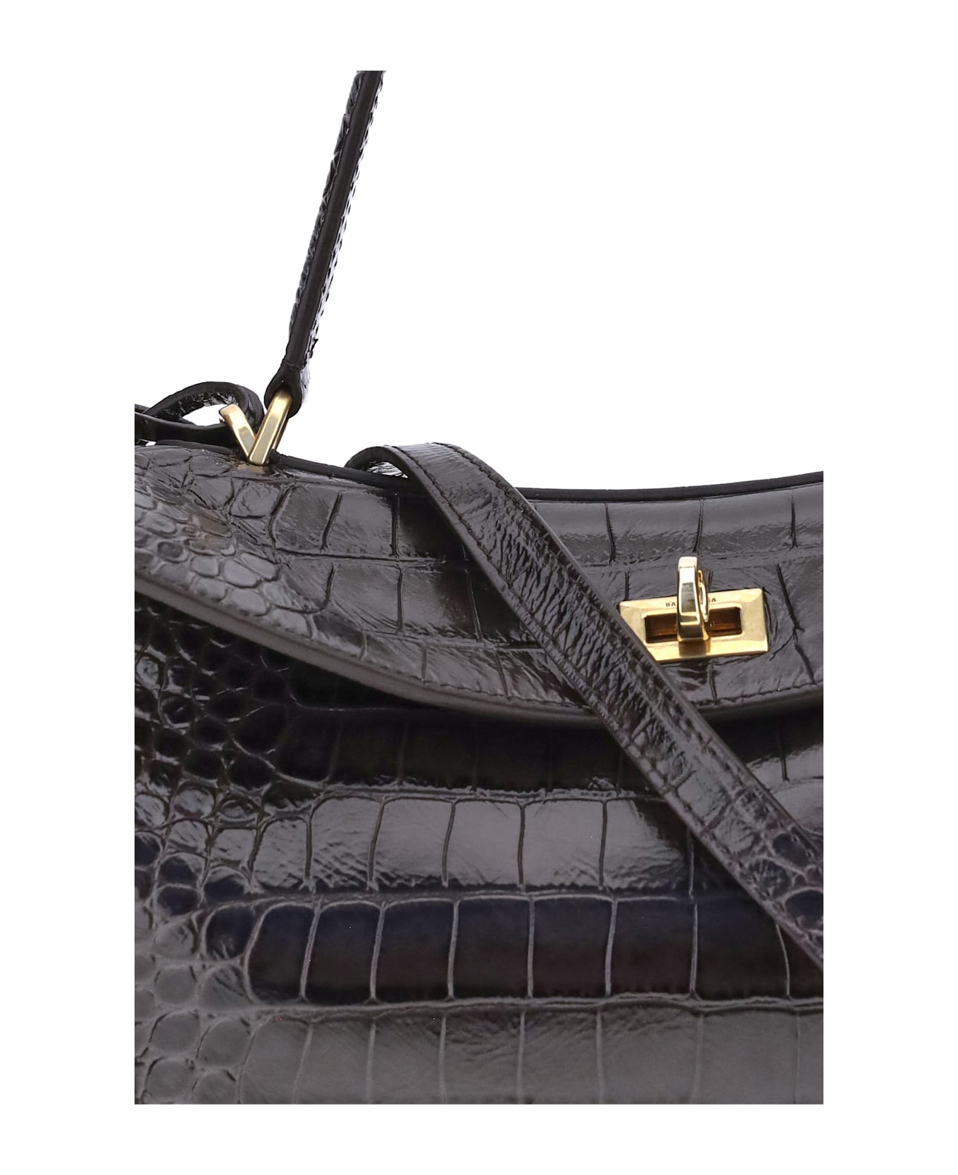 Balenciaga Rodeo Shoulder Bag In Crocodile-print Leather