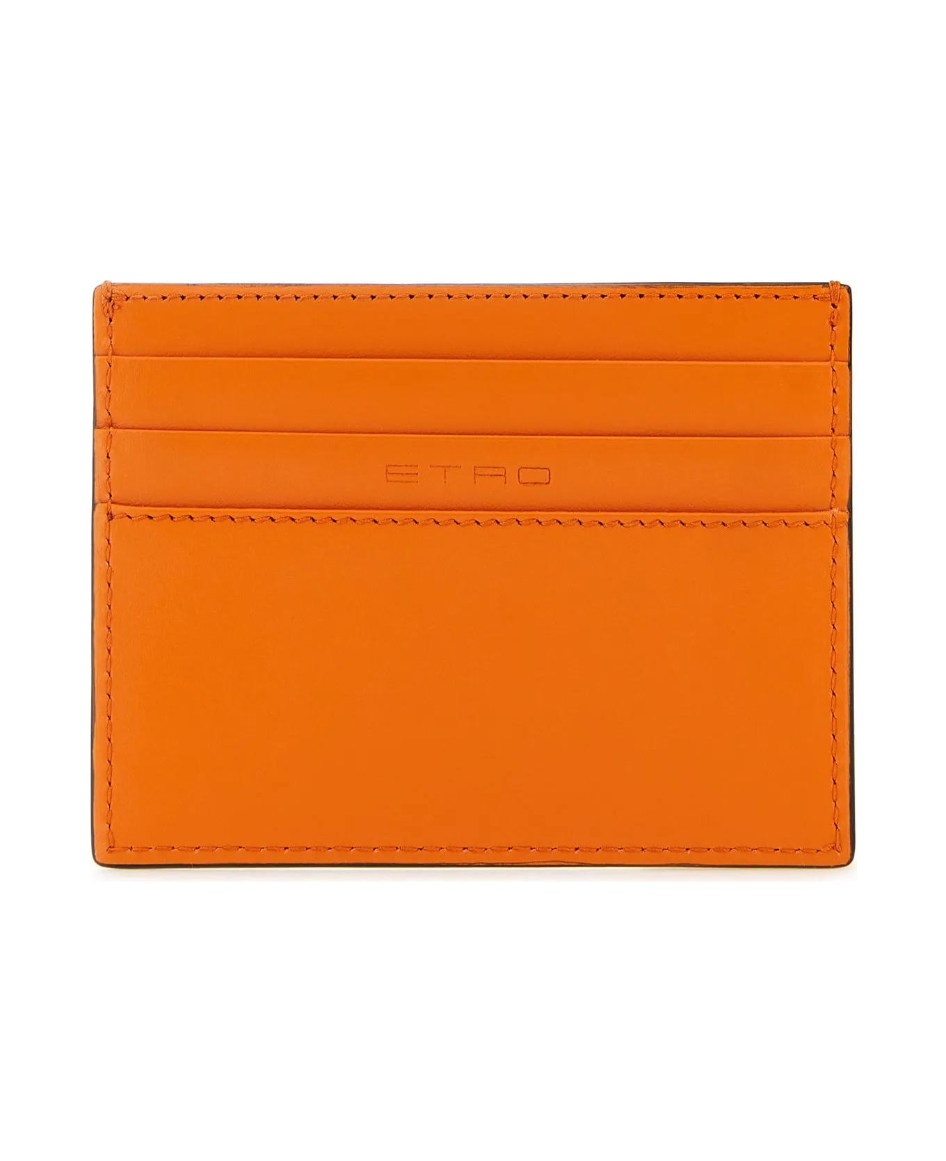 Etro Orange Leather Cardholder - Orange