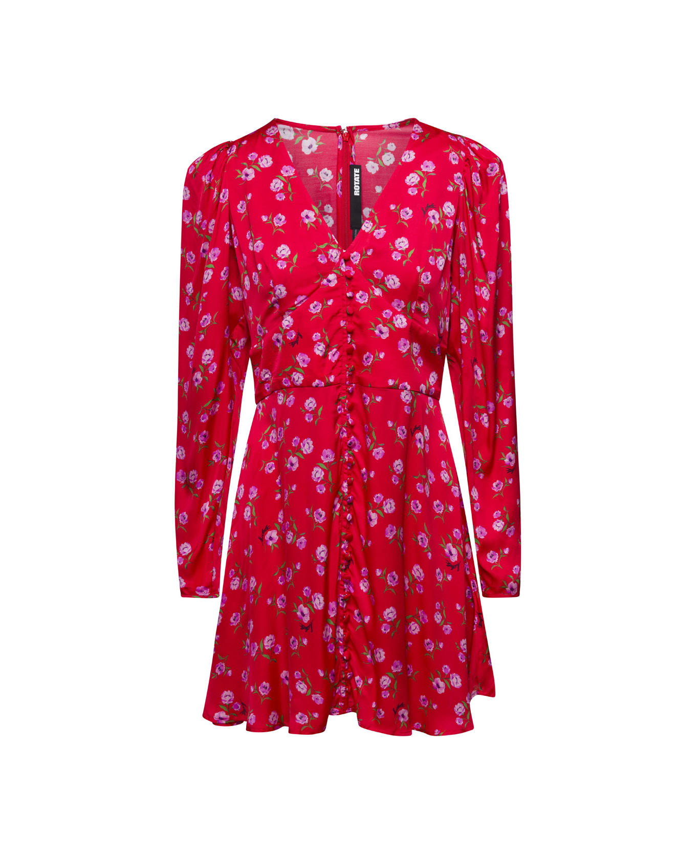 Rotate by Birger Christensen Red Mini Dress With Floral Print In Viscose Woman - Red ワンピース＆ドレス