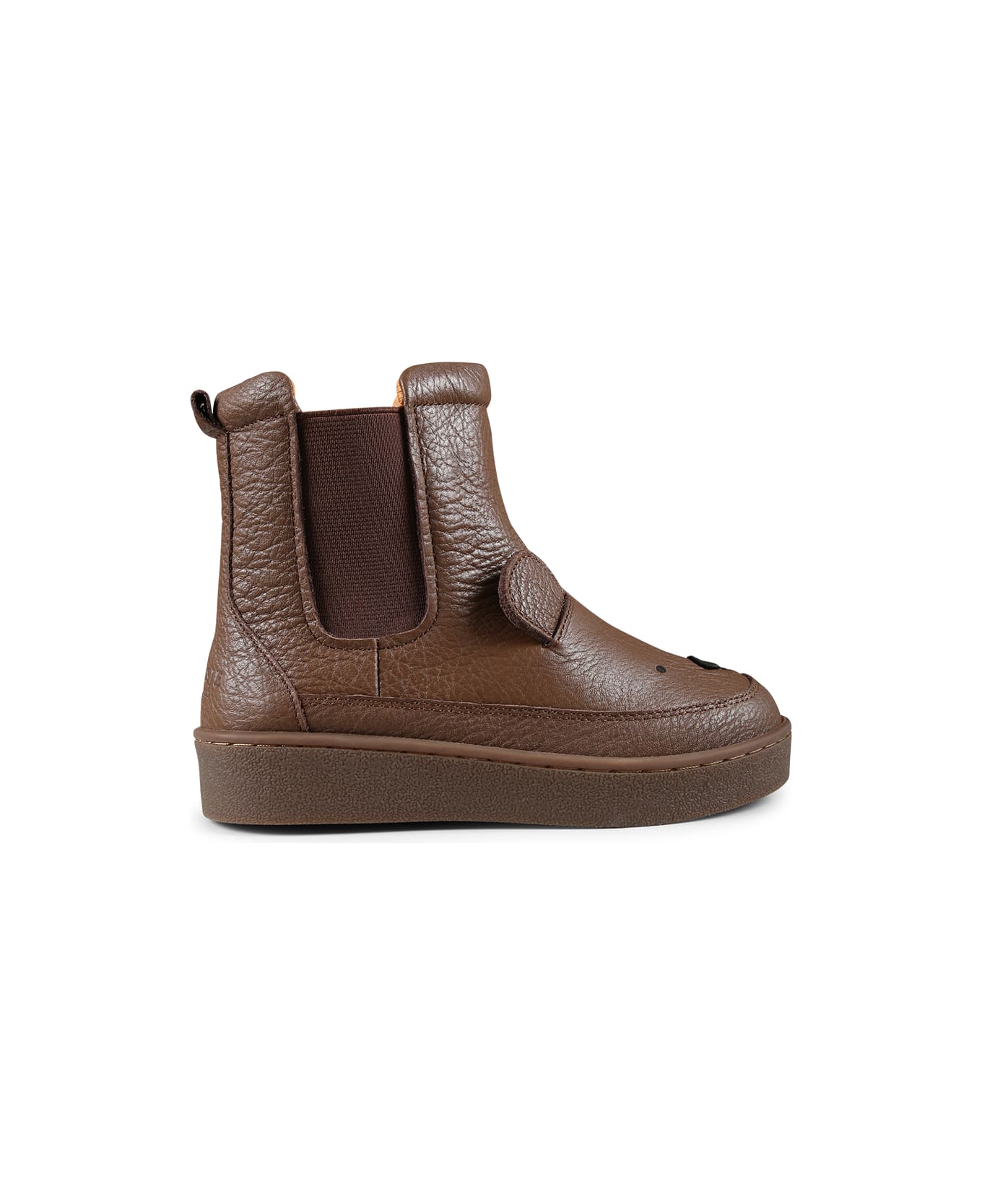 Donsje Brown Ankle Boots For Kids With Bear - Brown