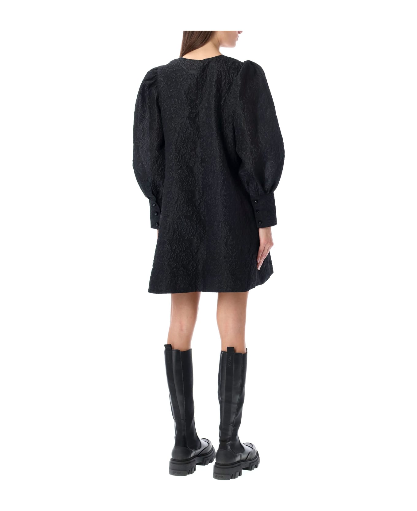 Ganni Jacquard Mini Dress - BLACK