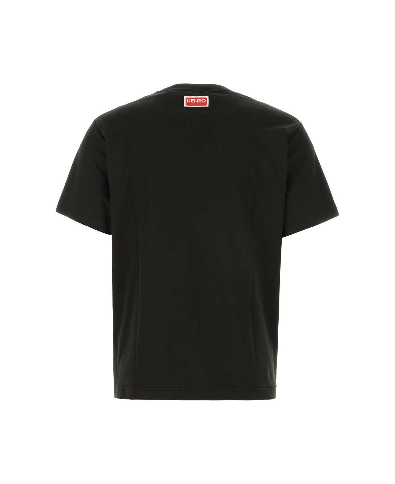Kenzo Elephant Printed Crewneck T-shirt - BLACK