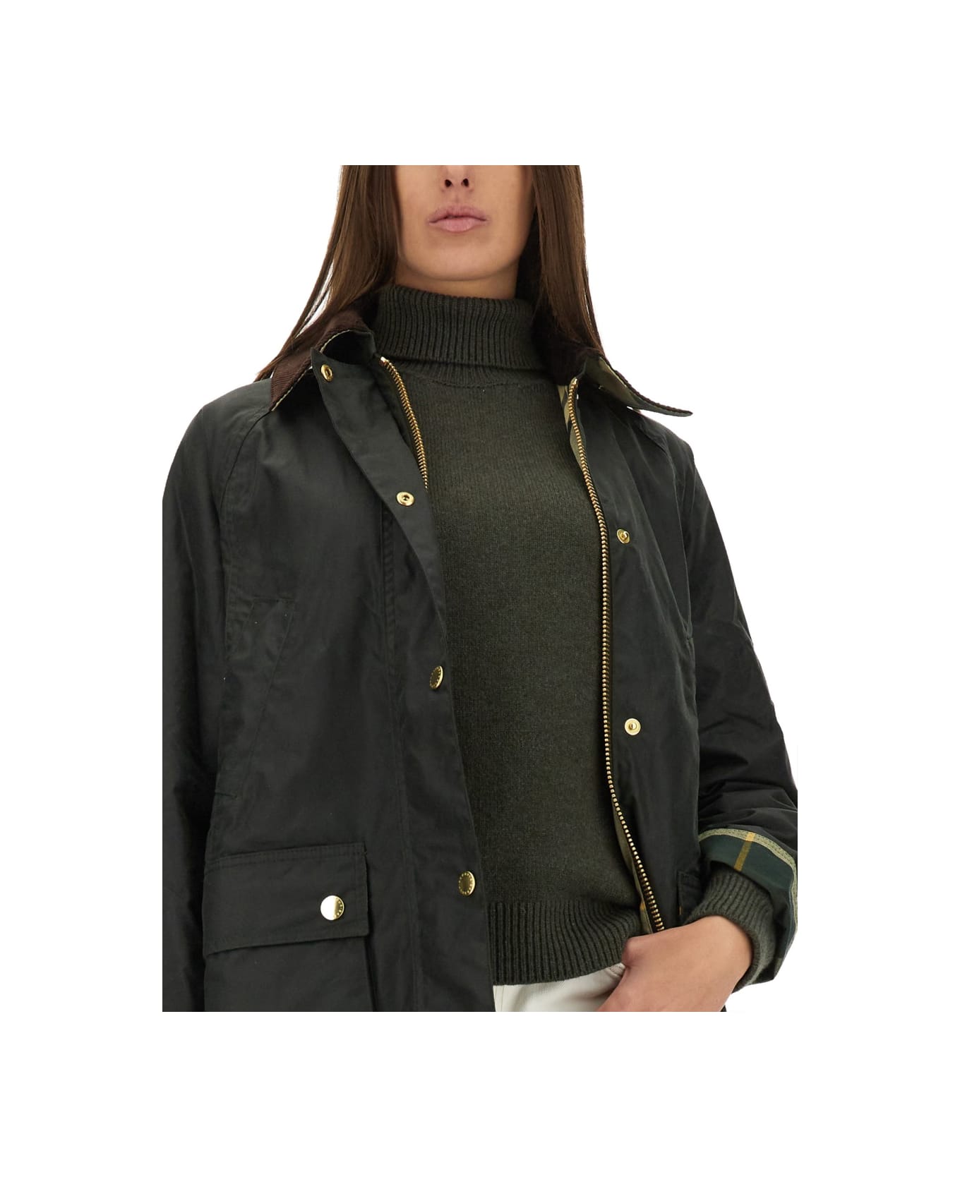 Barbour Long Waxed Jacket "beadnell" - GREEN