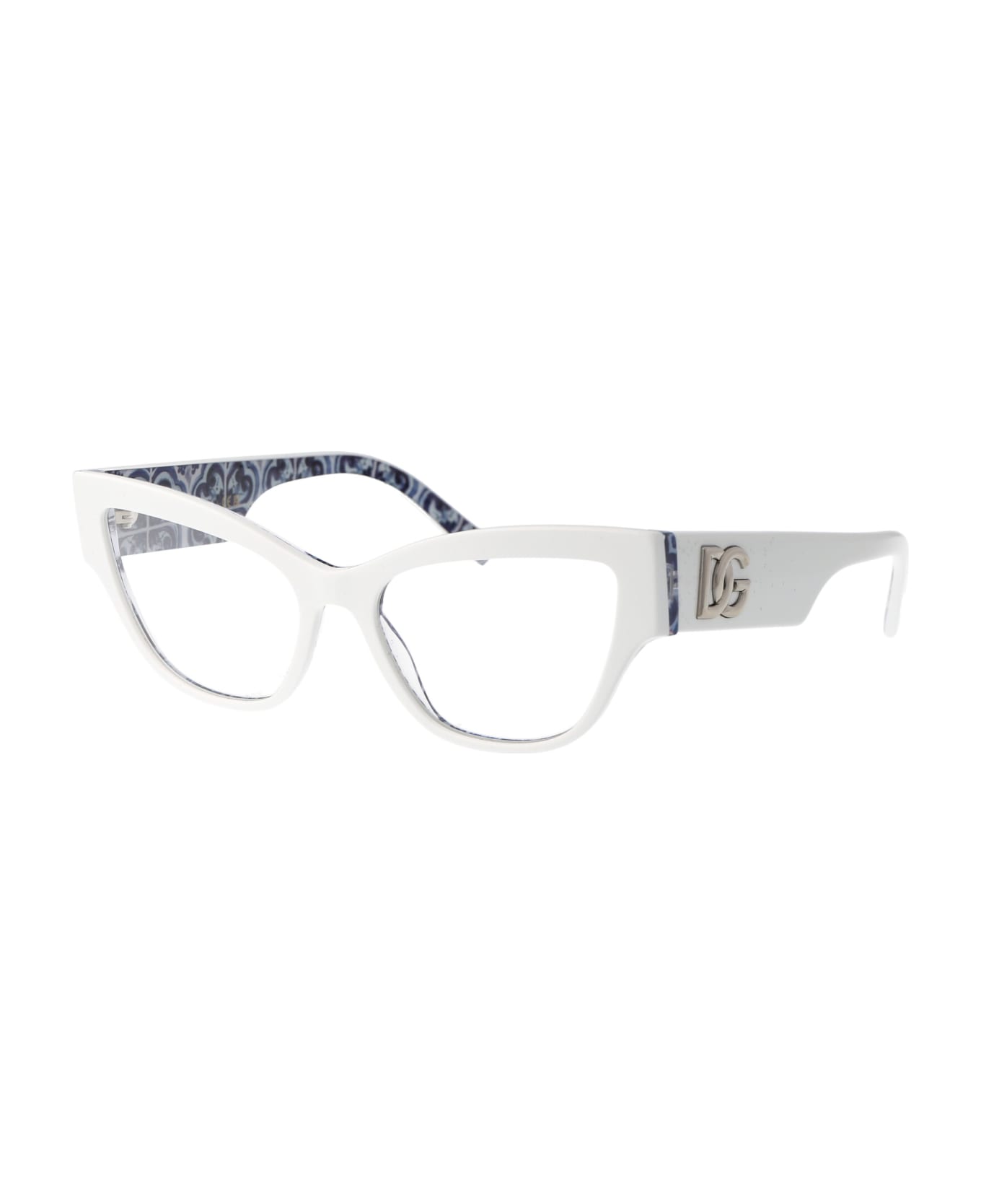 Dolce & Gabbana Eyewear 0dg3378 Glasses - 3371 White On Blue Maiolica