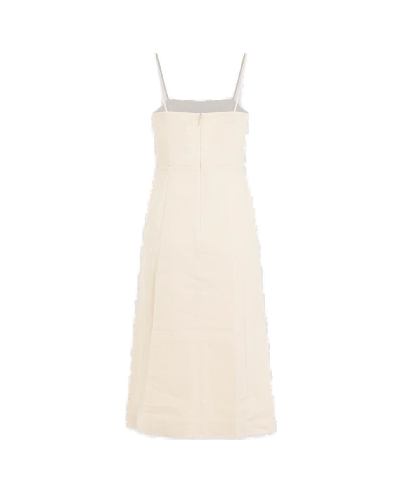 Theory Square-neck Sleeveless A-line Midi Dress - D Light Linen