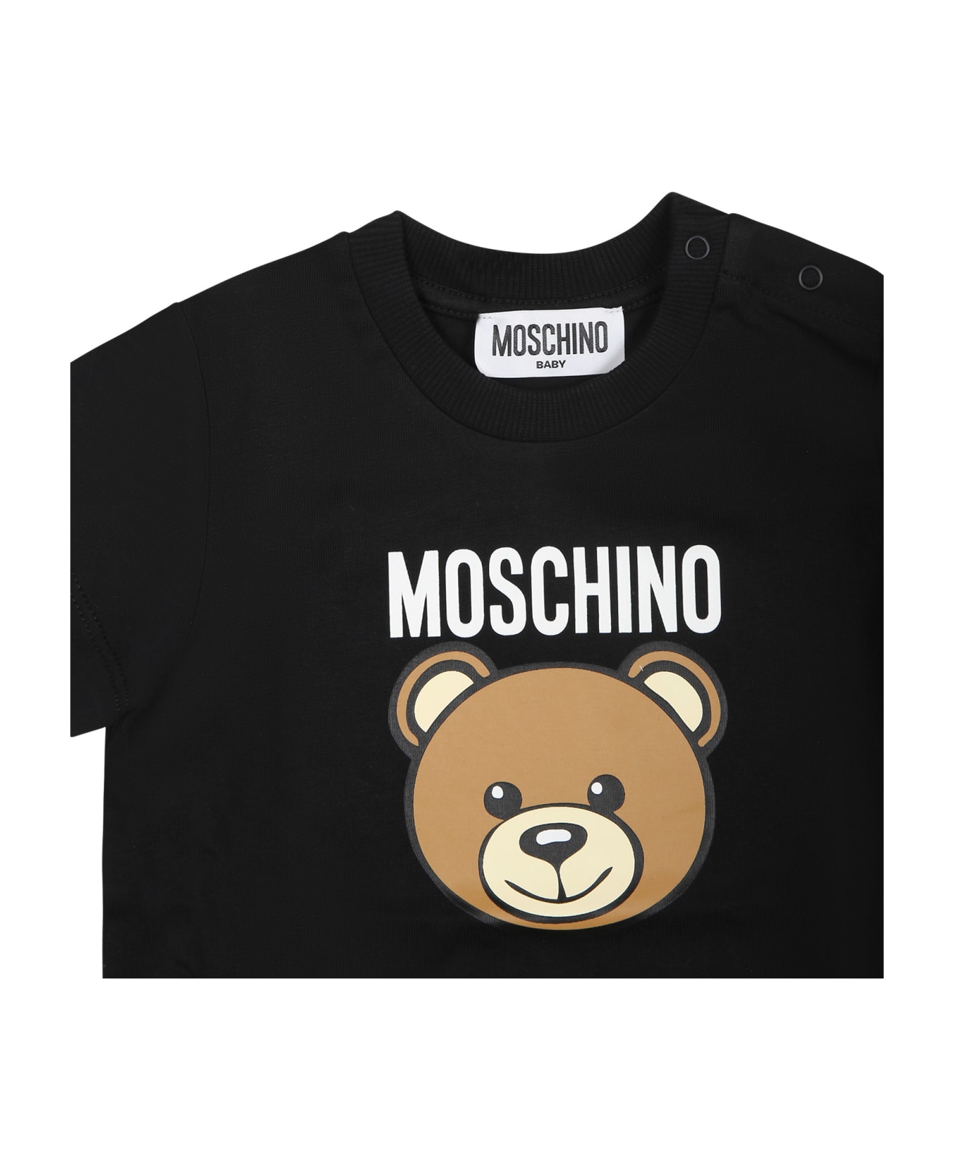 Moschino Black T-shirt For Baby Kids With Teddy Bear - Black Tシャツ＆ポロシャツ