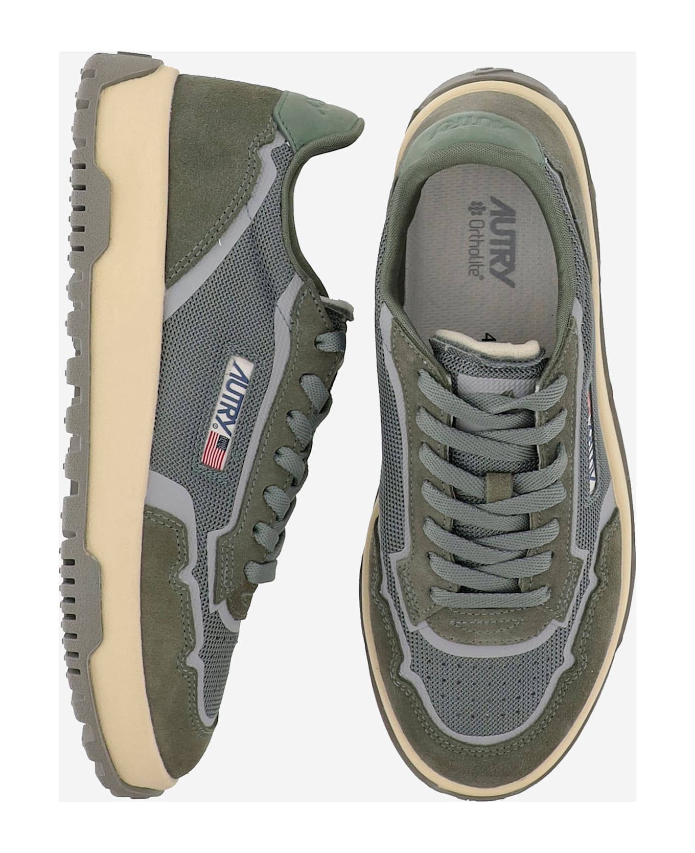 Autry Wildpace Low Sneakers In Mesh And Suede - Green