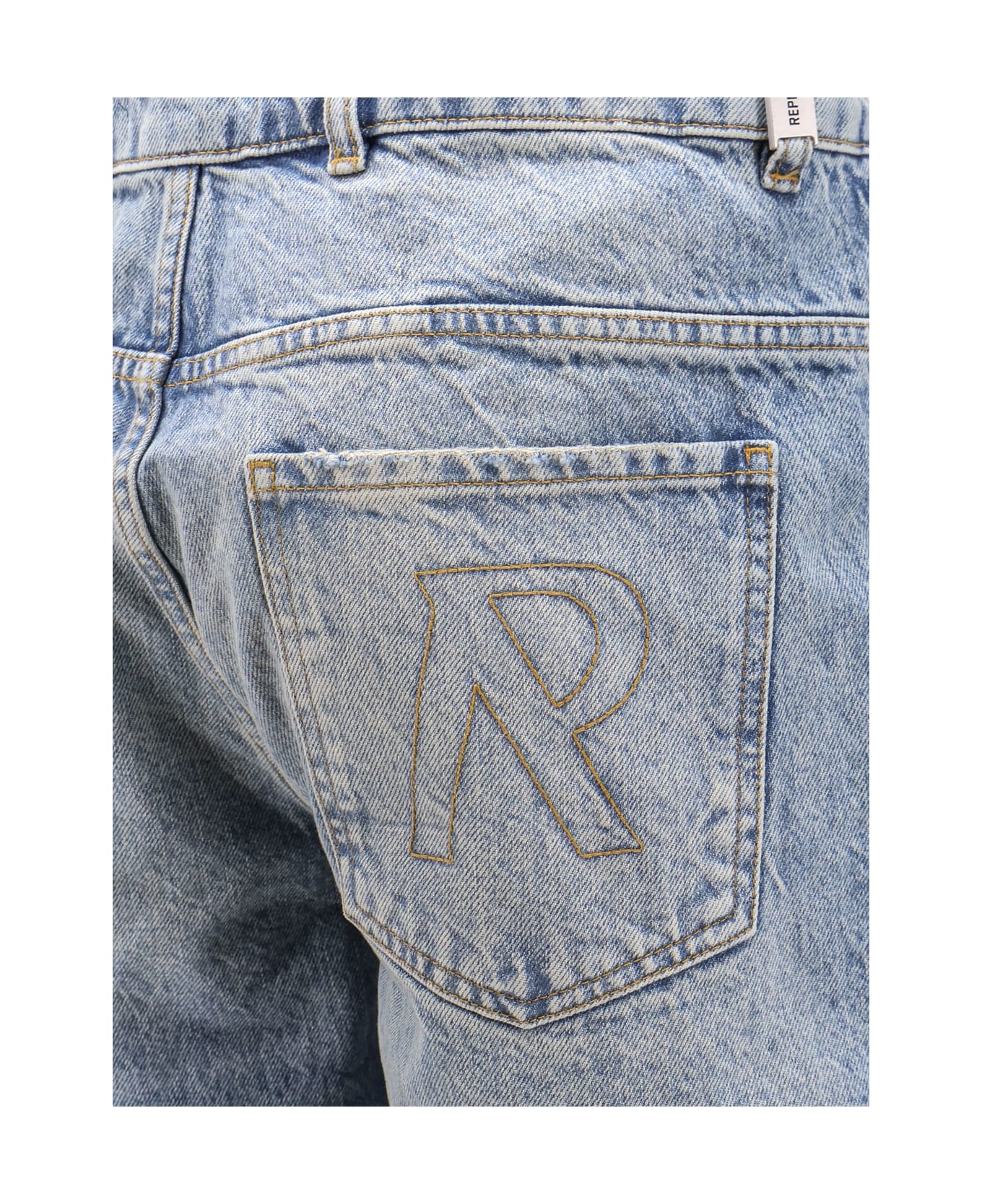 REPRESENT Tailored Stone-washed Denim Bermuda Shorts