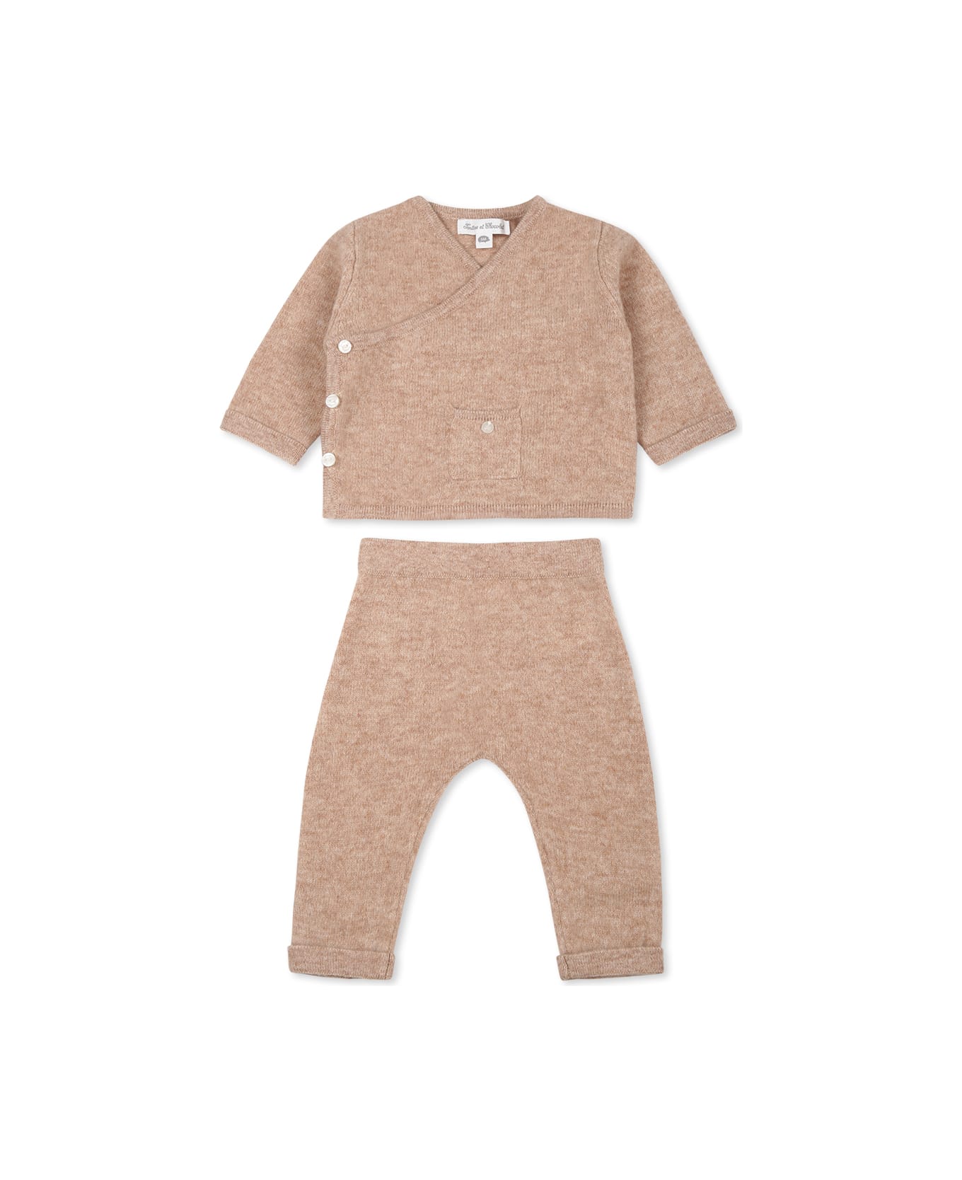 Tartine et Chocolat Beige Suit For Babykids With Logo - Beige