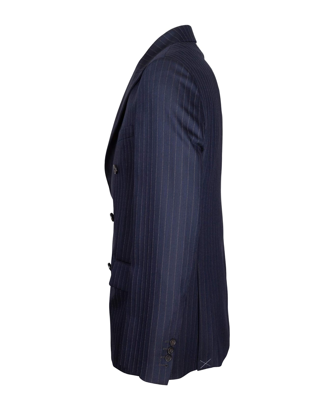 Golden Goose Journey Double-breasted Pinstriped Wool Jacket, Blue - Navy