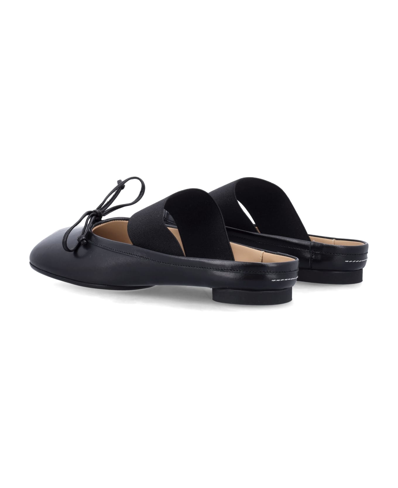 MM6 Maison Margiela【柔らかく足に馴染み易い☆Ballet Mules 】 MM6 Maison Margiela 70mm logo-elastic Ballet Mules | Black
