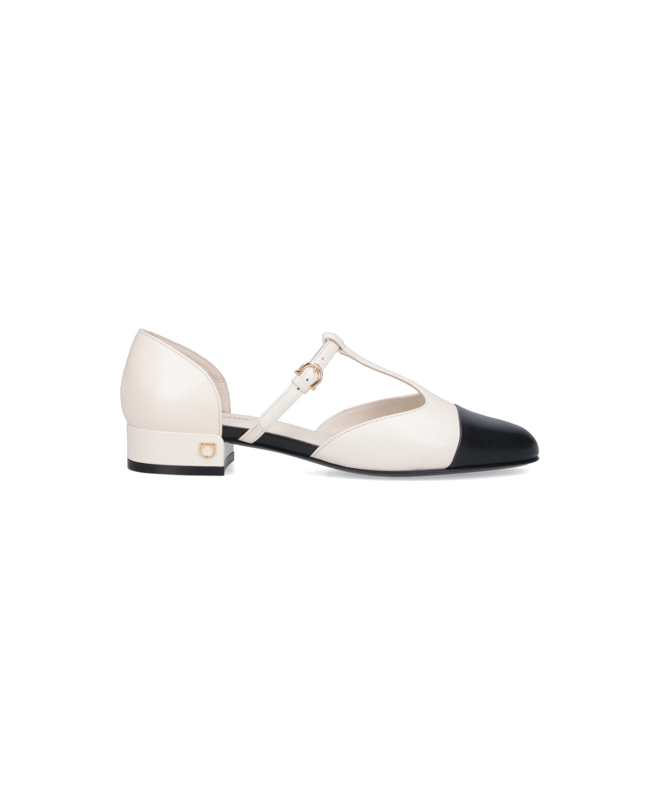 Ferragamo "t-strap" Ballet Flats - White