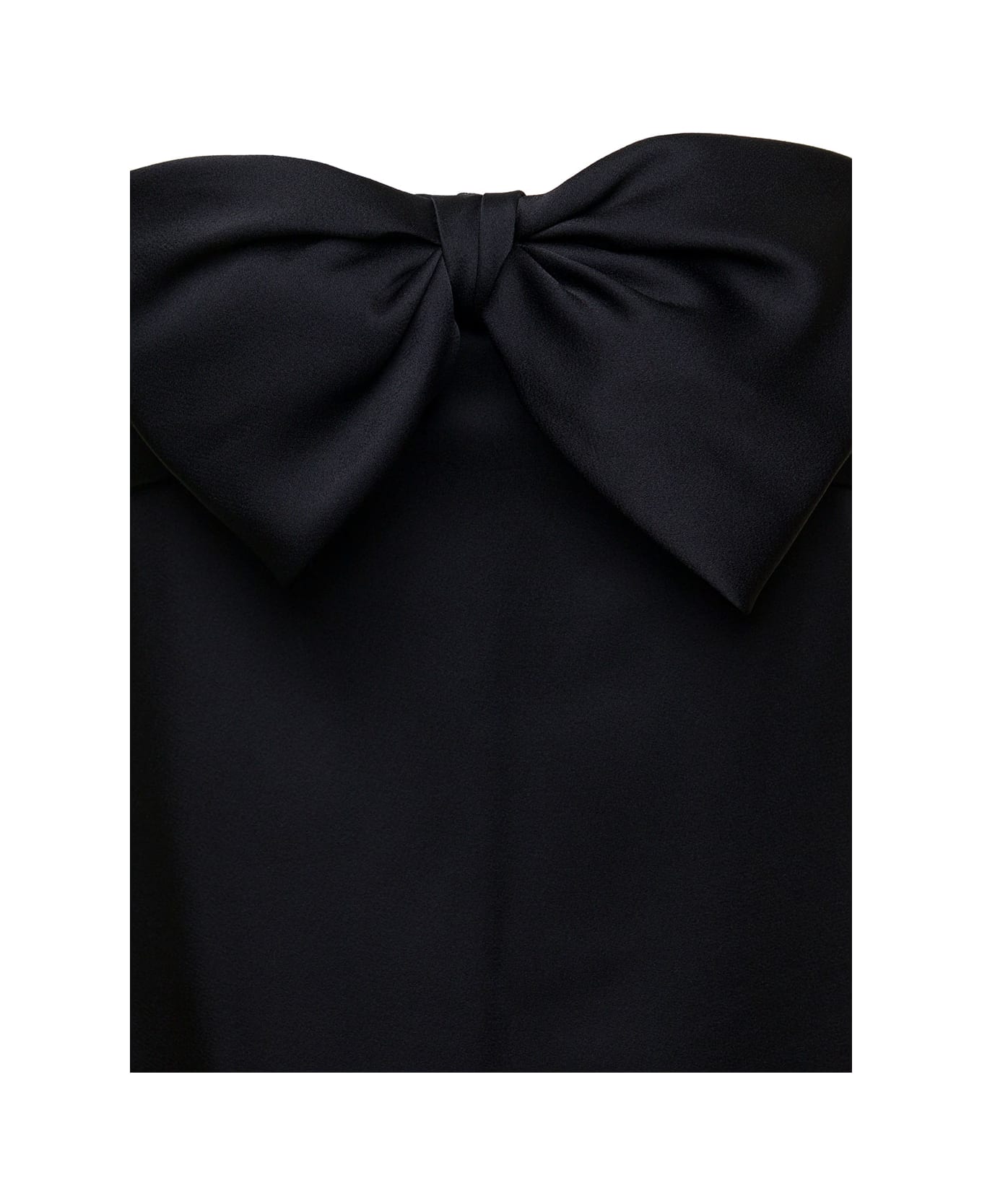 Saint Laurent Black Bowl-detail Strapless Minidress In Viscose Woman - Black