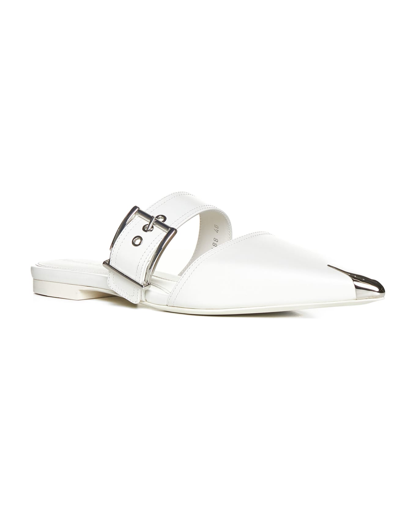 Alexander McQueen Ivory 'punk' Flat Sandals - New ivory/silver サンダル
