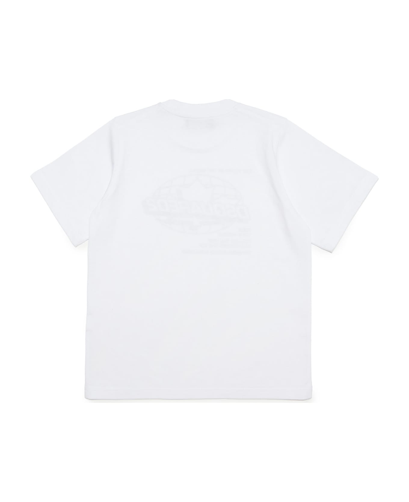 Dsquared2 D2t985u Slouch Fit T-shirt Dsquared Crew-neck Jersey T-shirt With World Graphics - White Tシャツ＆ポロシャツ