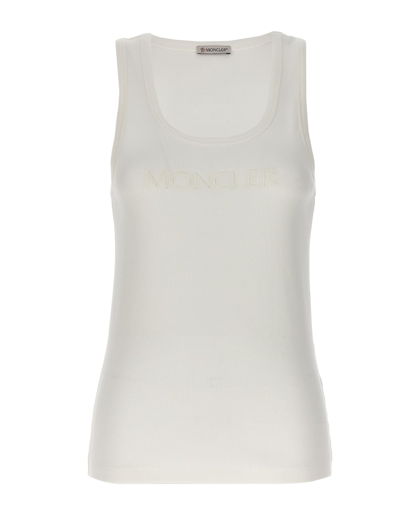 Moncler Logo Embroidery Tank Top - Beige