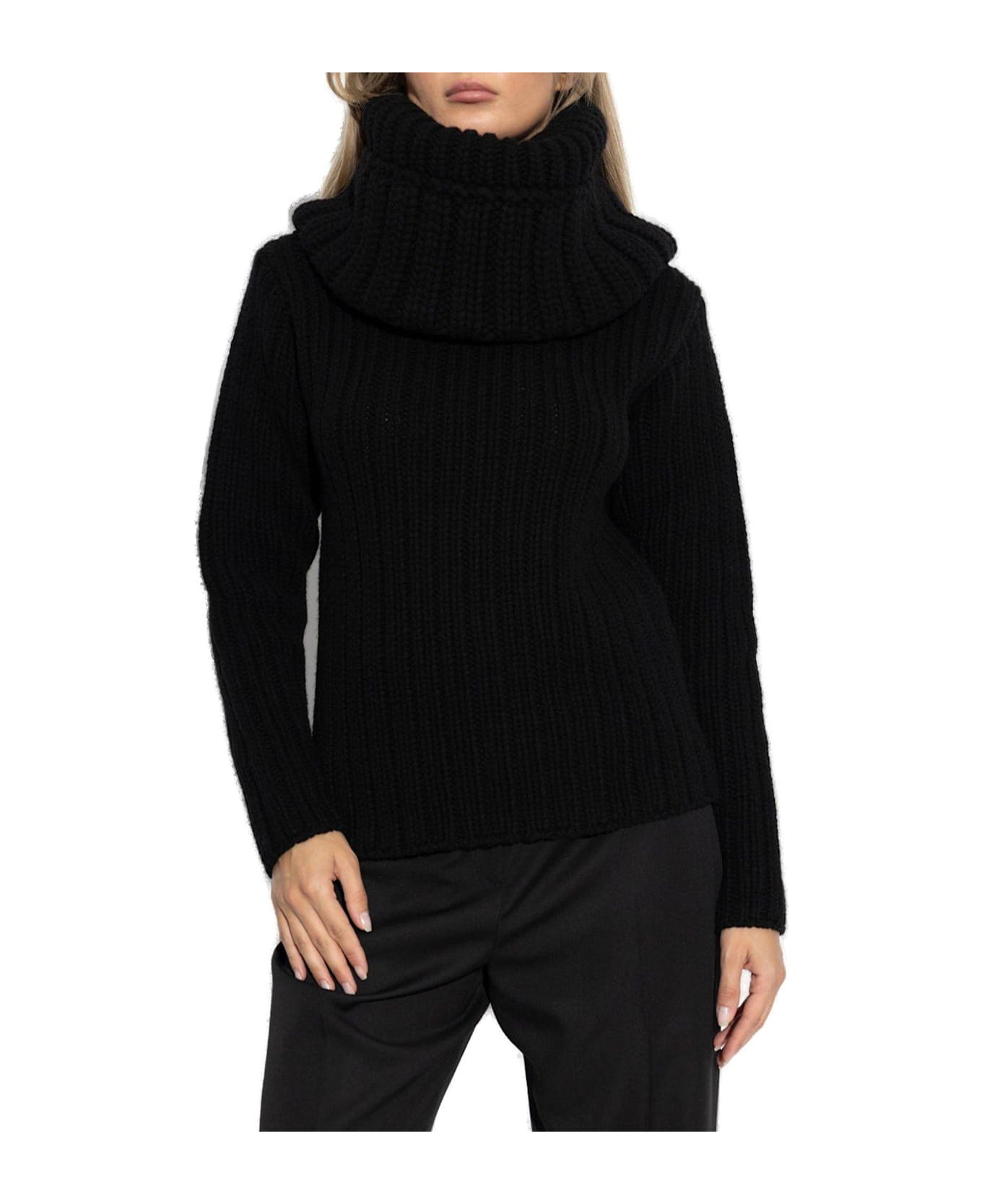 Alexander McQueen Exaggerated Collar Jumper - BLACK