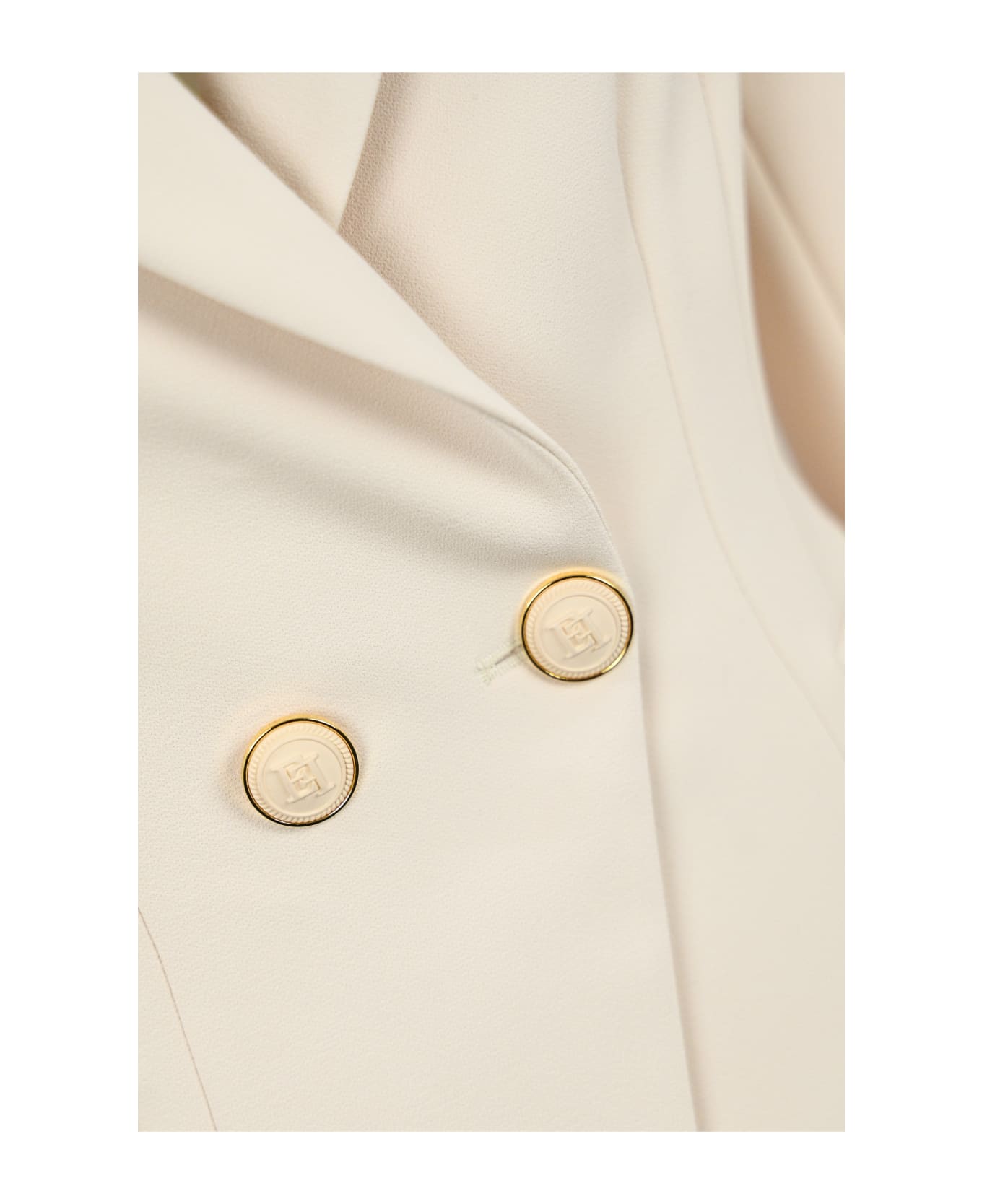 Elisabetta Franchi Double-breasted Crepe Jacket With Logo - White