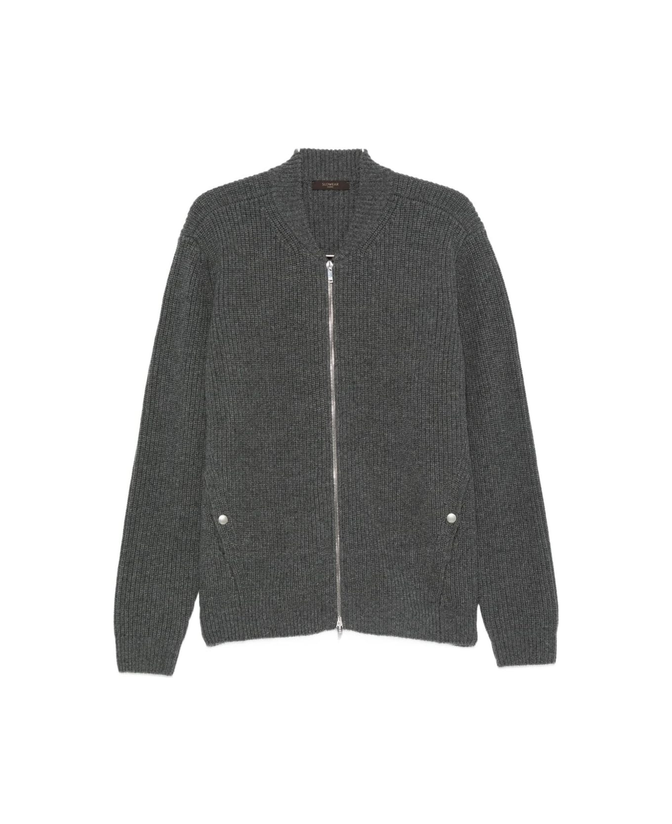 Zanone Ribbed Zip-up Cardigan - Grey
