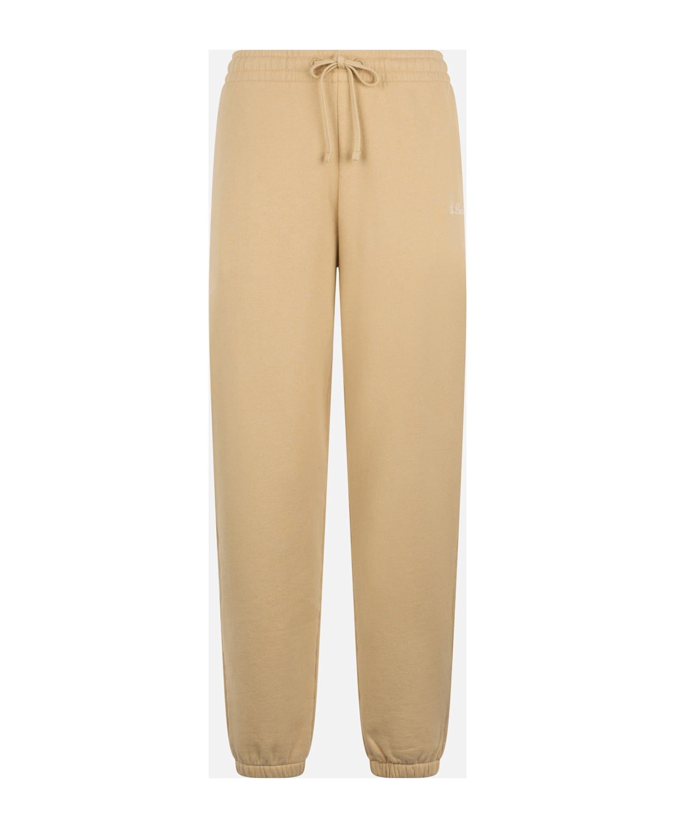 MC2 Saint Barth Woman Beige Cotton Fleece Jogger Pants Odalys - WHITE