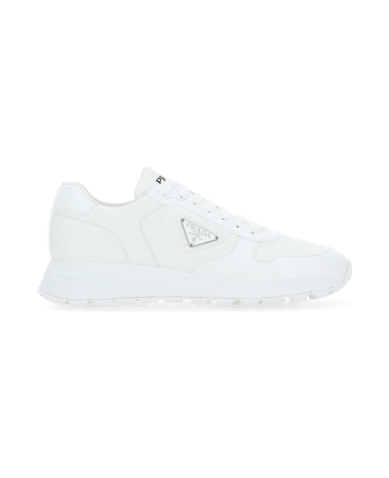 Prada White Re-nylon And Leather Sneakers - BIANCO スニーカー
