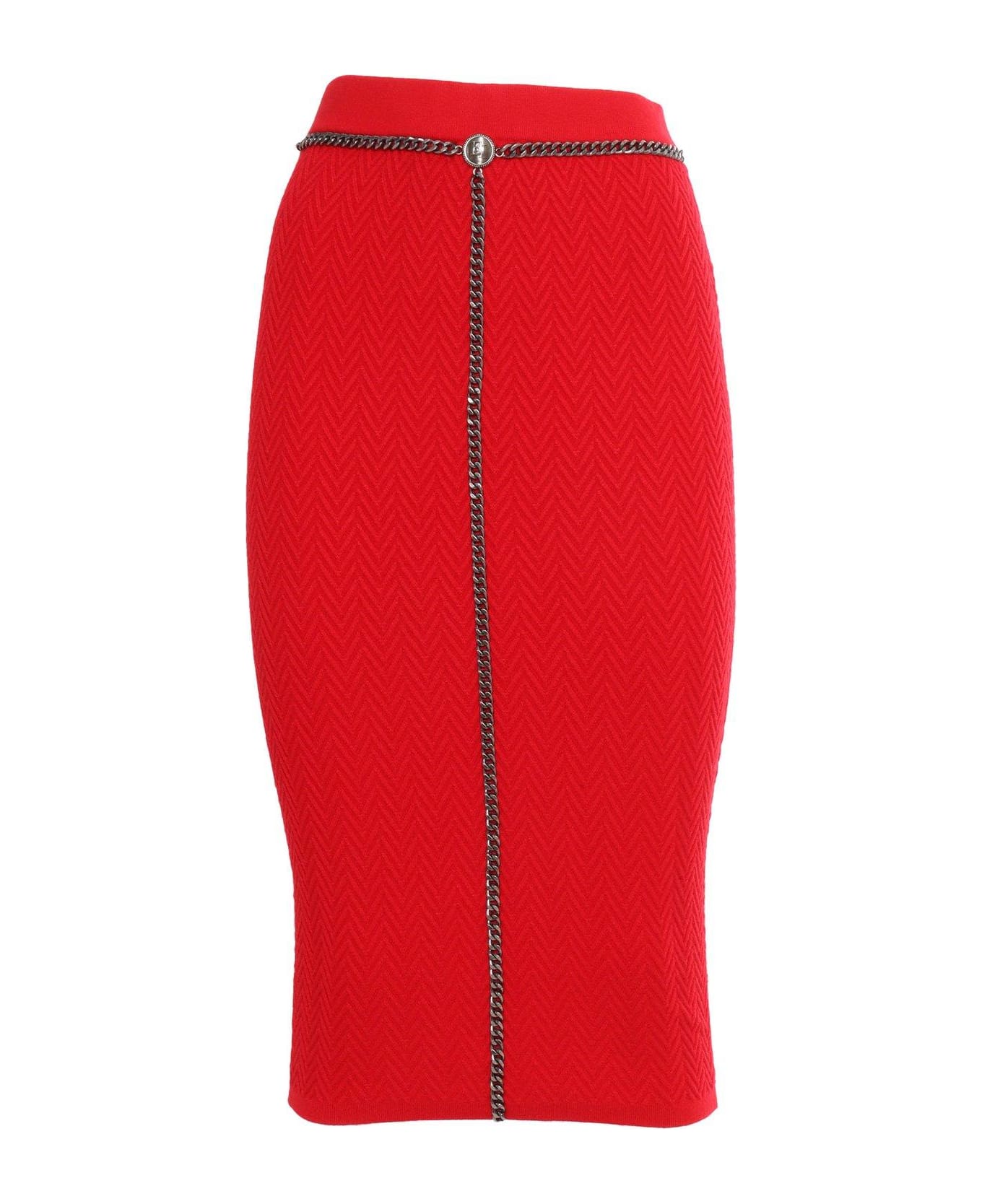 Elisabetta Franchi Chained Midi Skirt - Red