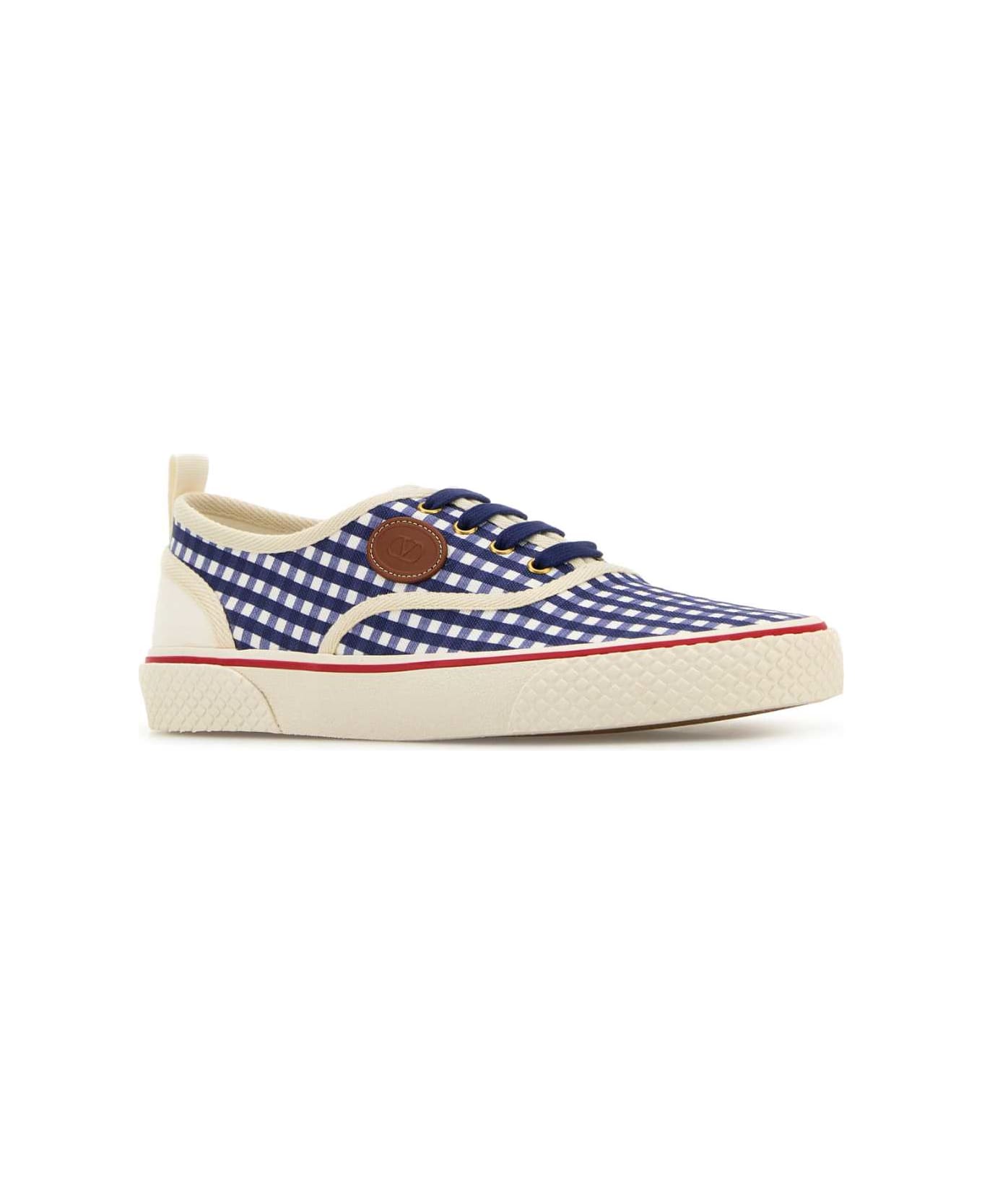 Valentino Garavani Printed Canvas Nojoke Sneakers - IVORYBRIGHTINDIGOIVORYCUOIOVACCHIV