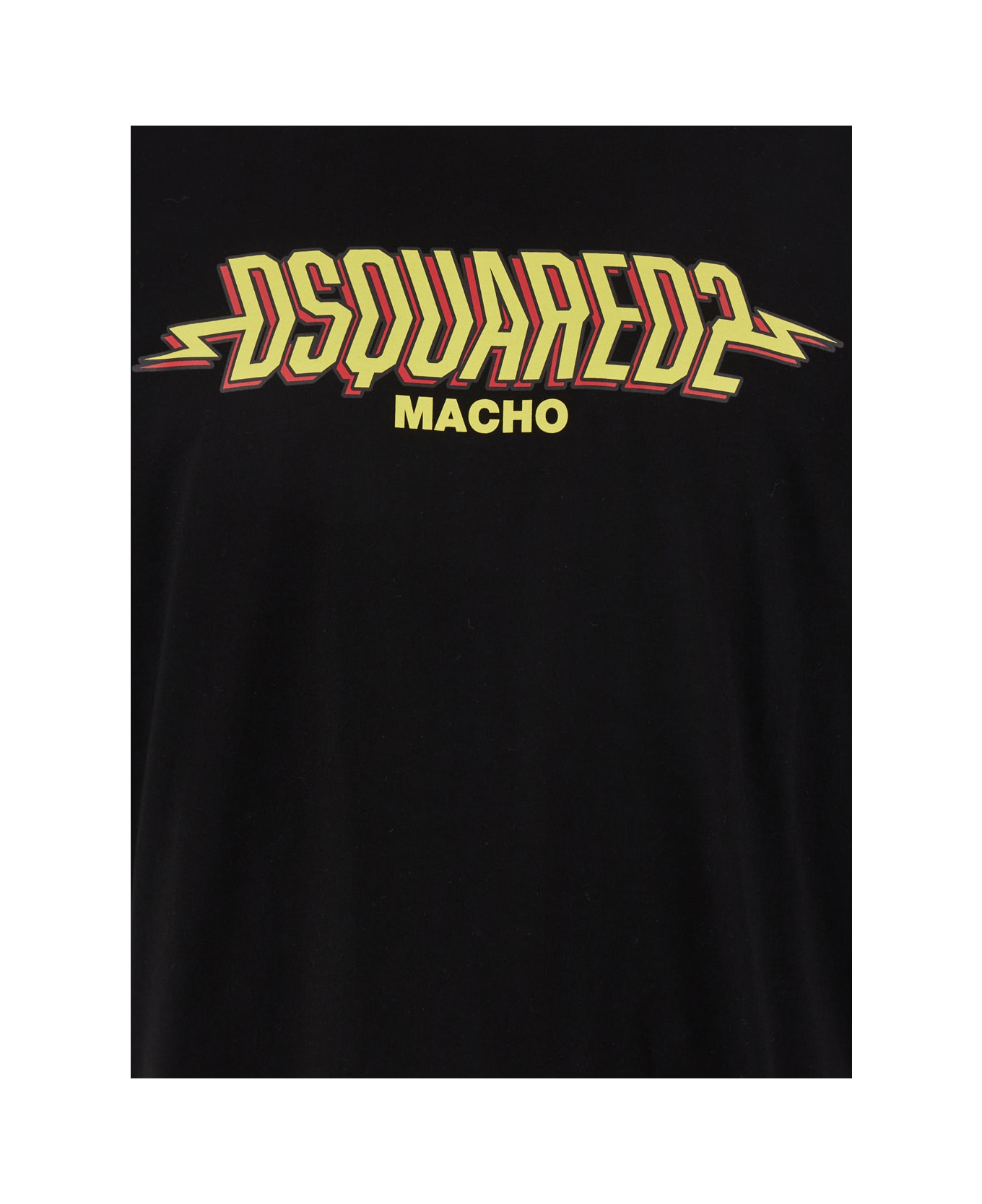 Dsquared2 Black Crewneck T-shirt With Logo Print On The Front In Cotton Man - Black