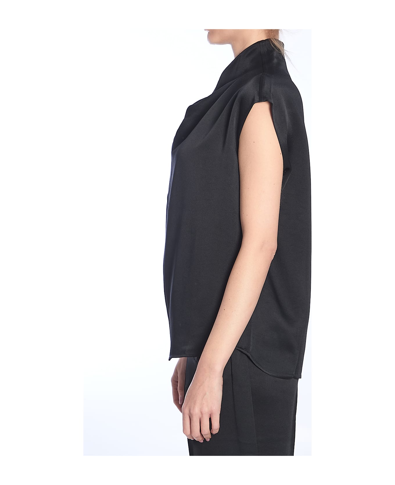 Totême Black Collared Sleeveless Top - Black